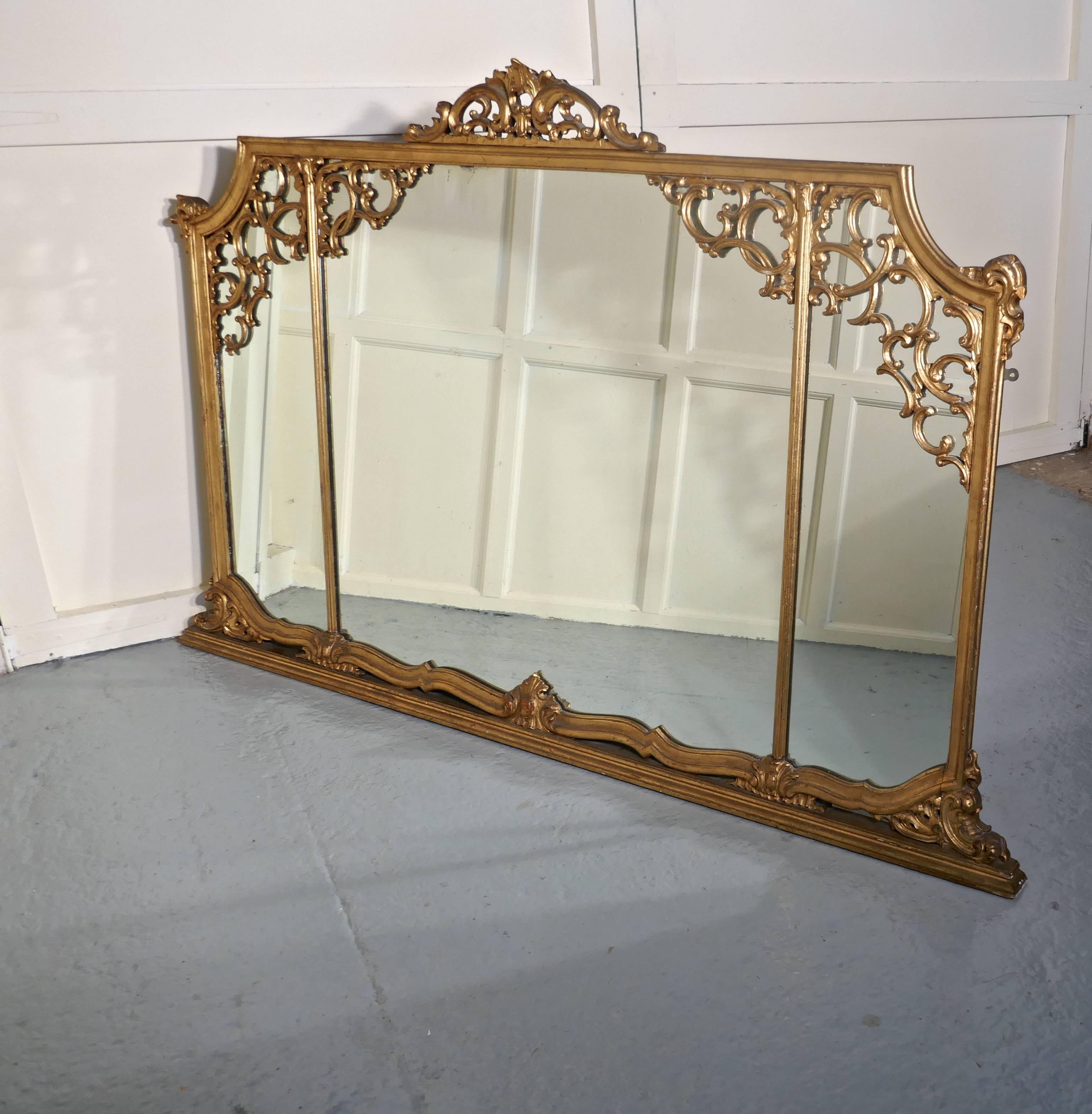 Very Large 19th Century Adams Style Gilt over Mantle Wall Mirror 2