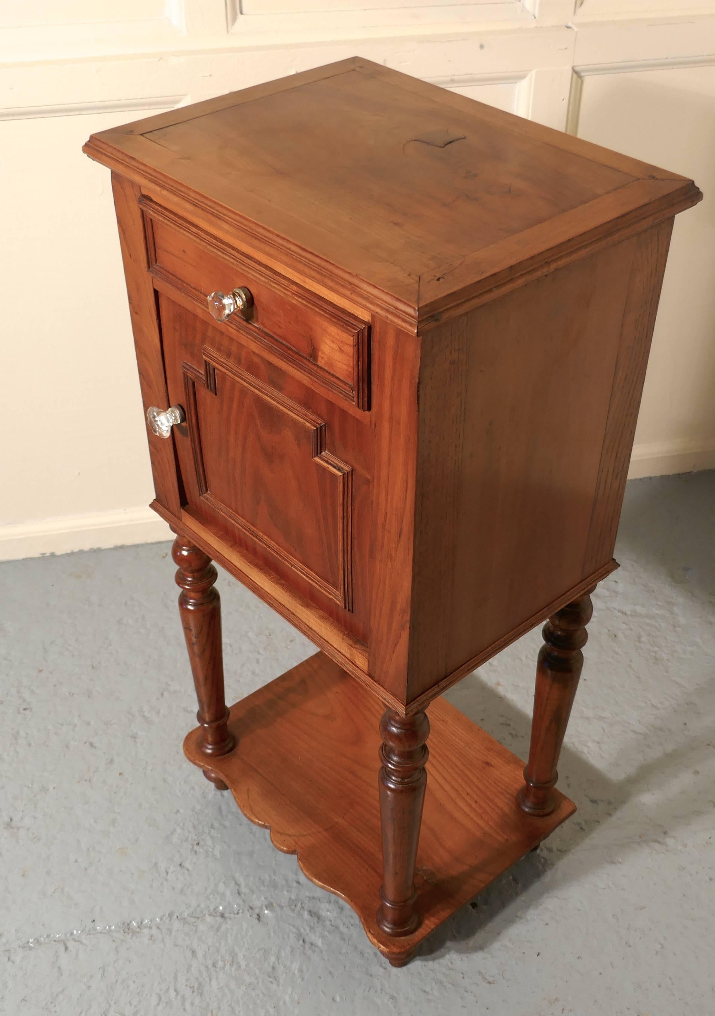 French Provincial French 19th Century Cherrywood Bedside Cabinet