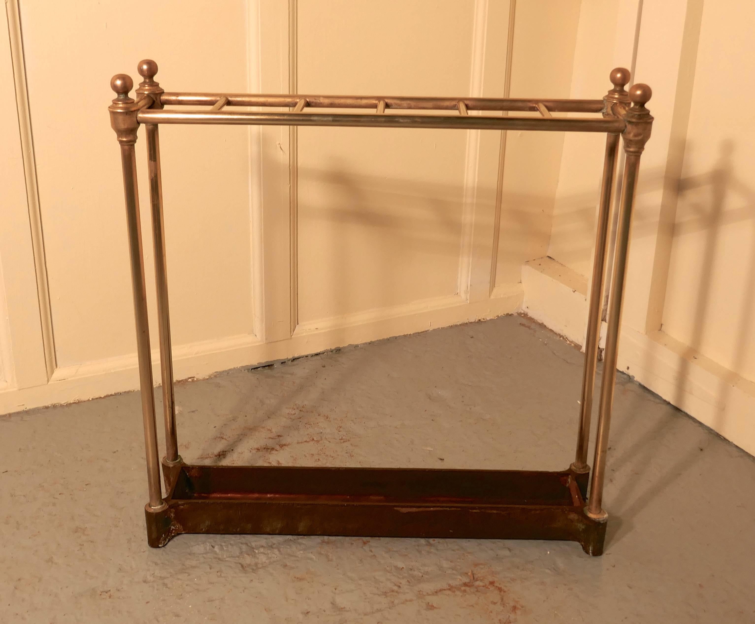 English French 19th Century Brass and Iron Stick Stand or Umbrella Stand