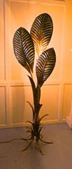 French Art Deco Gold Palm Leaf Floor Lamp