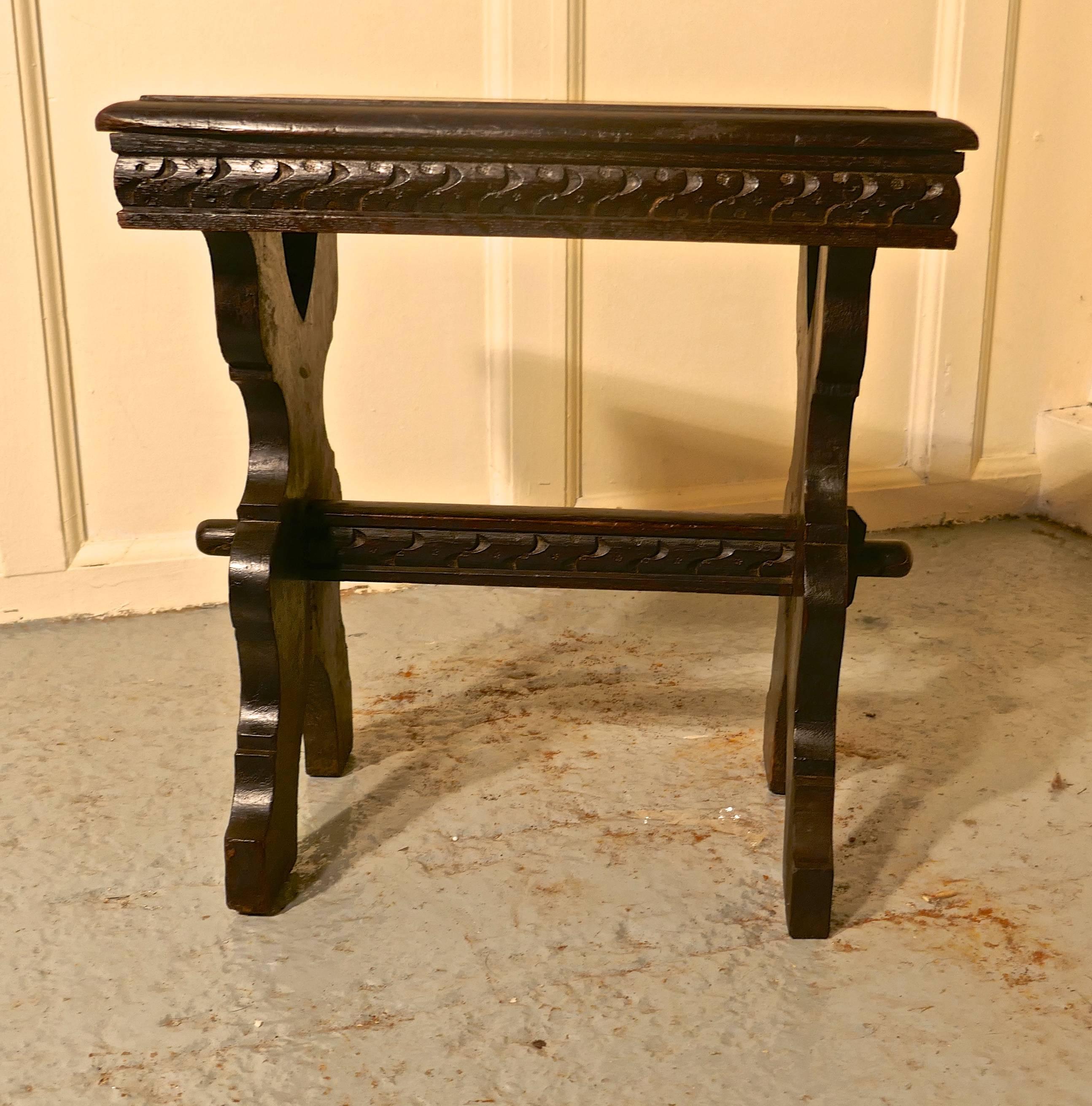 Victorian Gothic Oak Farmhouse Kitchen Stool In Good Condition In Chillerton, Isle of Wight