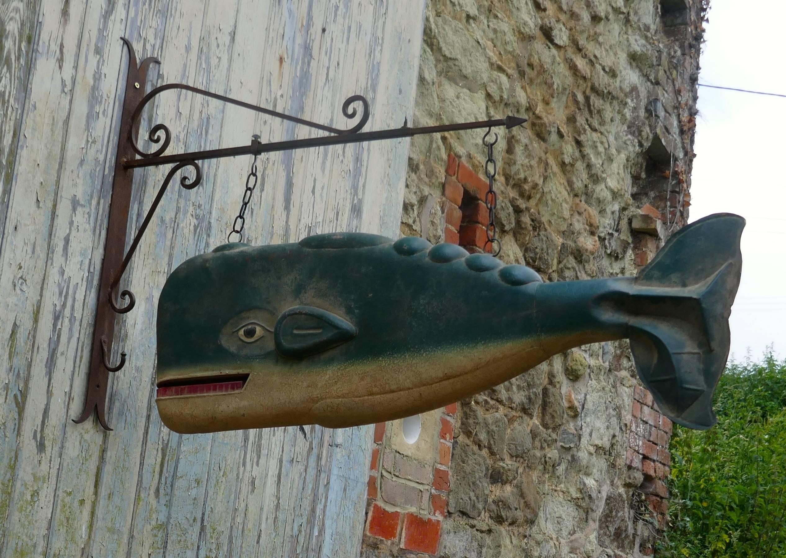 Rare French whale oil trade shop sign 

This is a rare old sign, it is French in origin, there is no longer a trade in whale oil but only a few decades ago shops like these were fairly common on the Mediterranean coast.
The sign is composed with
