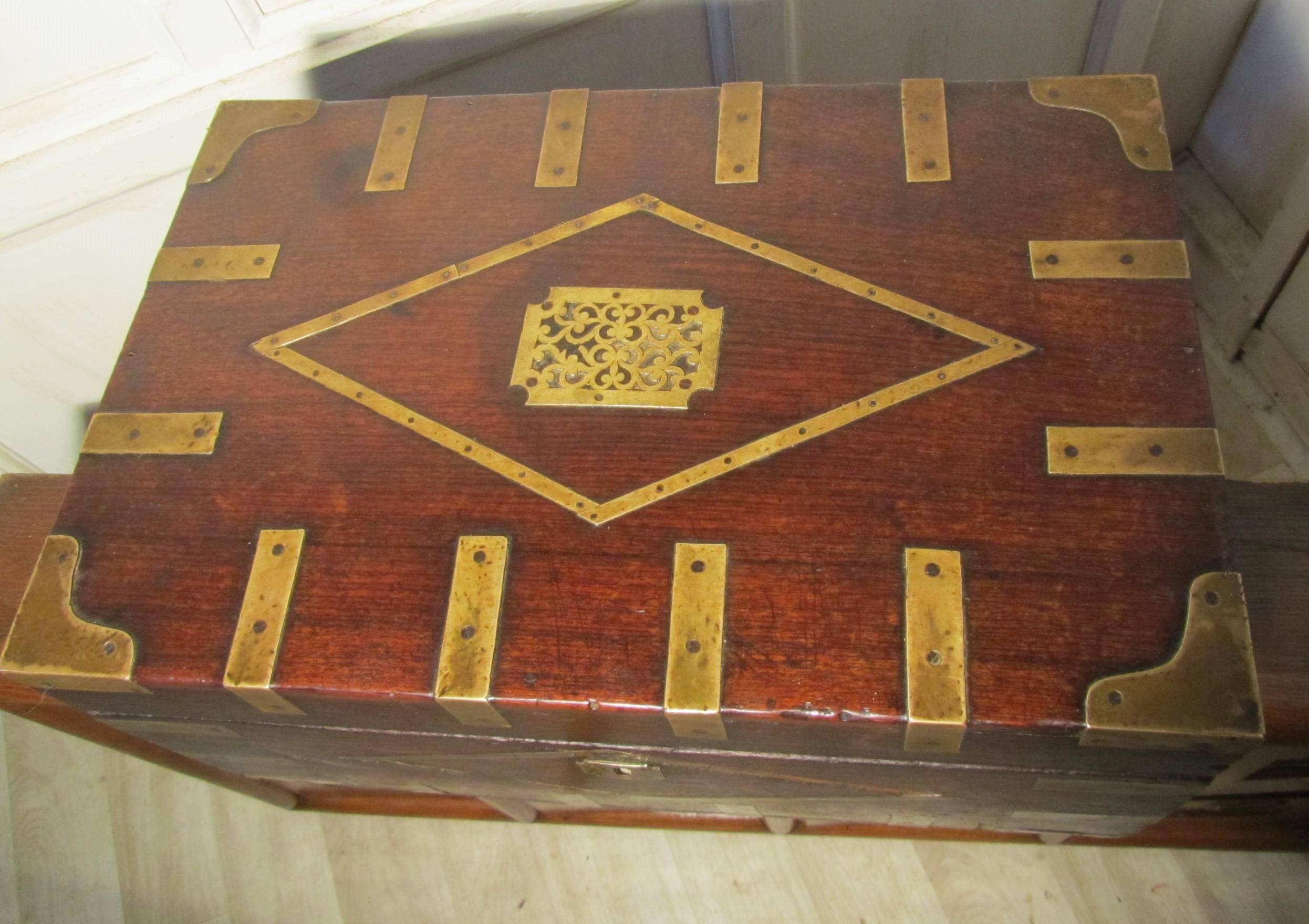European Large Georgian Brass Bound Gentleman's Travelling Box