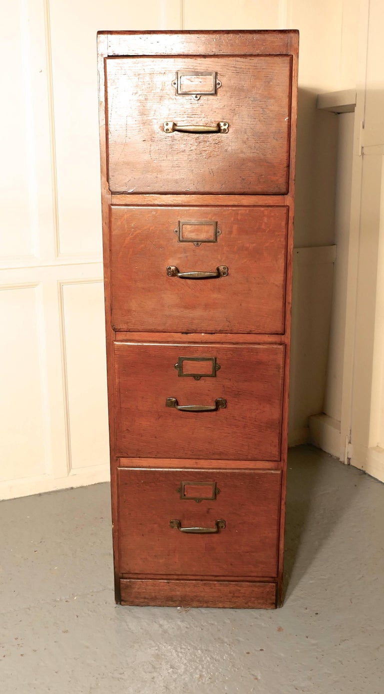 Large Edwardian Four-Drawer Oak Filing Cabinet at 1stdibs