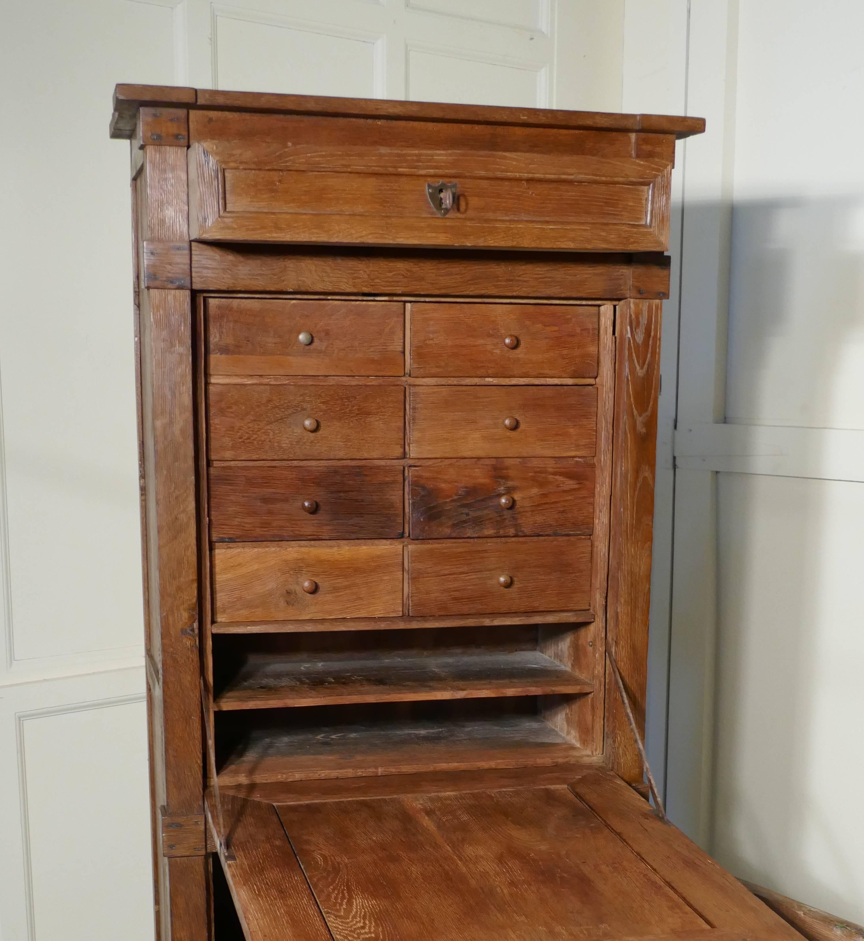 18th Century and Earlier 17th Century French Country Oak Secrétaire à Abattant