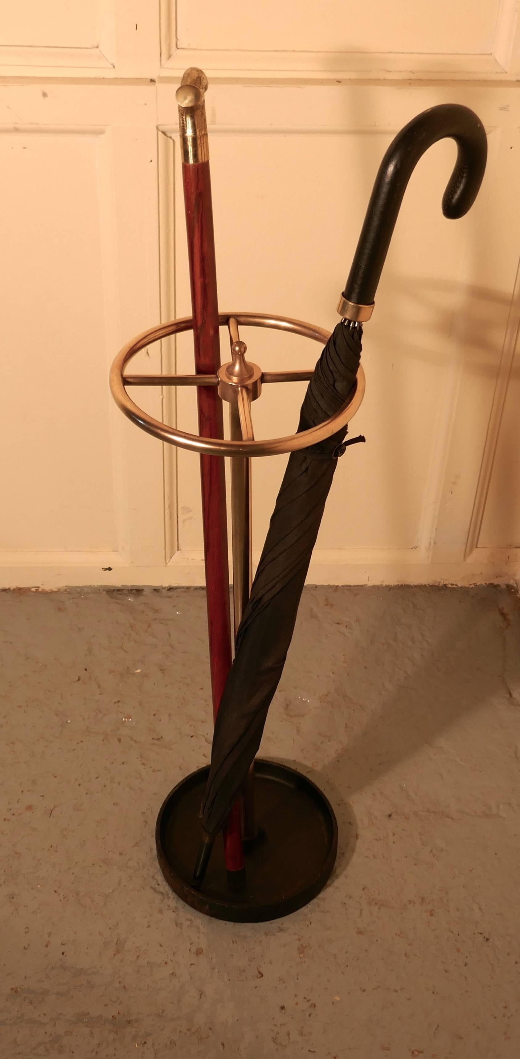 European Victorian Brass and Cast Iron Walking Stick Stand or Umbrella Stand