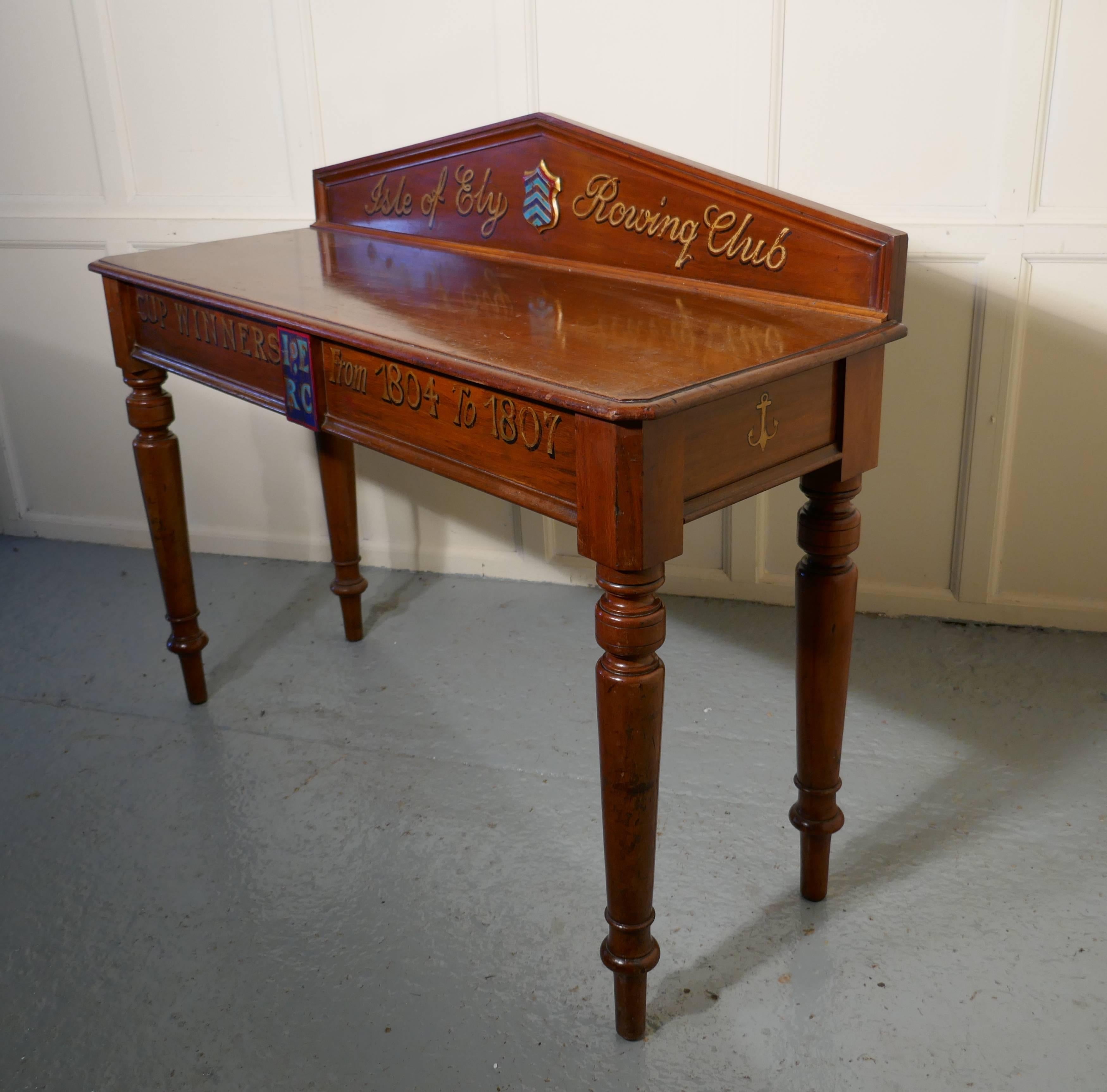 High Victorian Victorian Mahogany Side Table from “Theisle of Ely” Rowing Club
