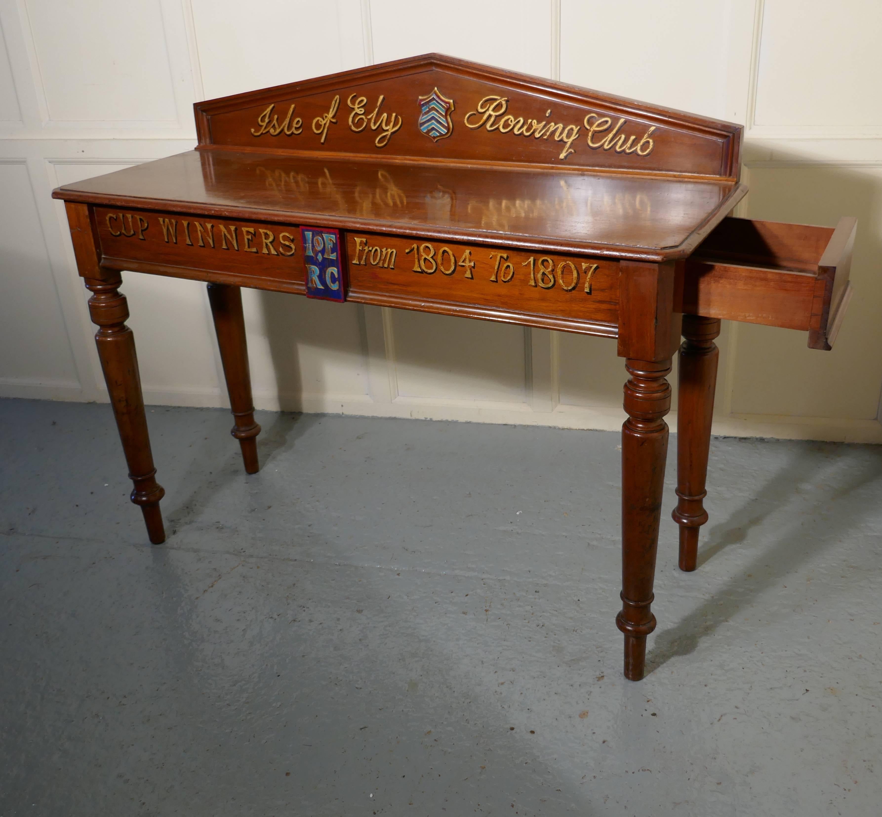 Great Britain (UK) Victorian Mahogany Side Table from “Theisle of Ely” Rowing Club