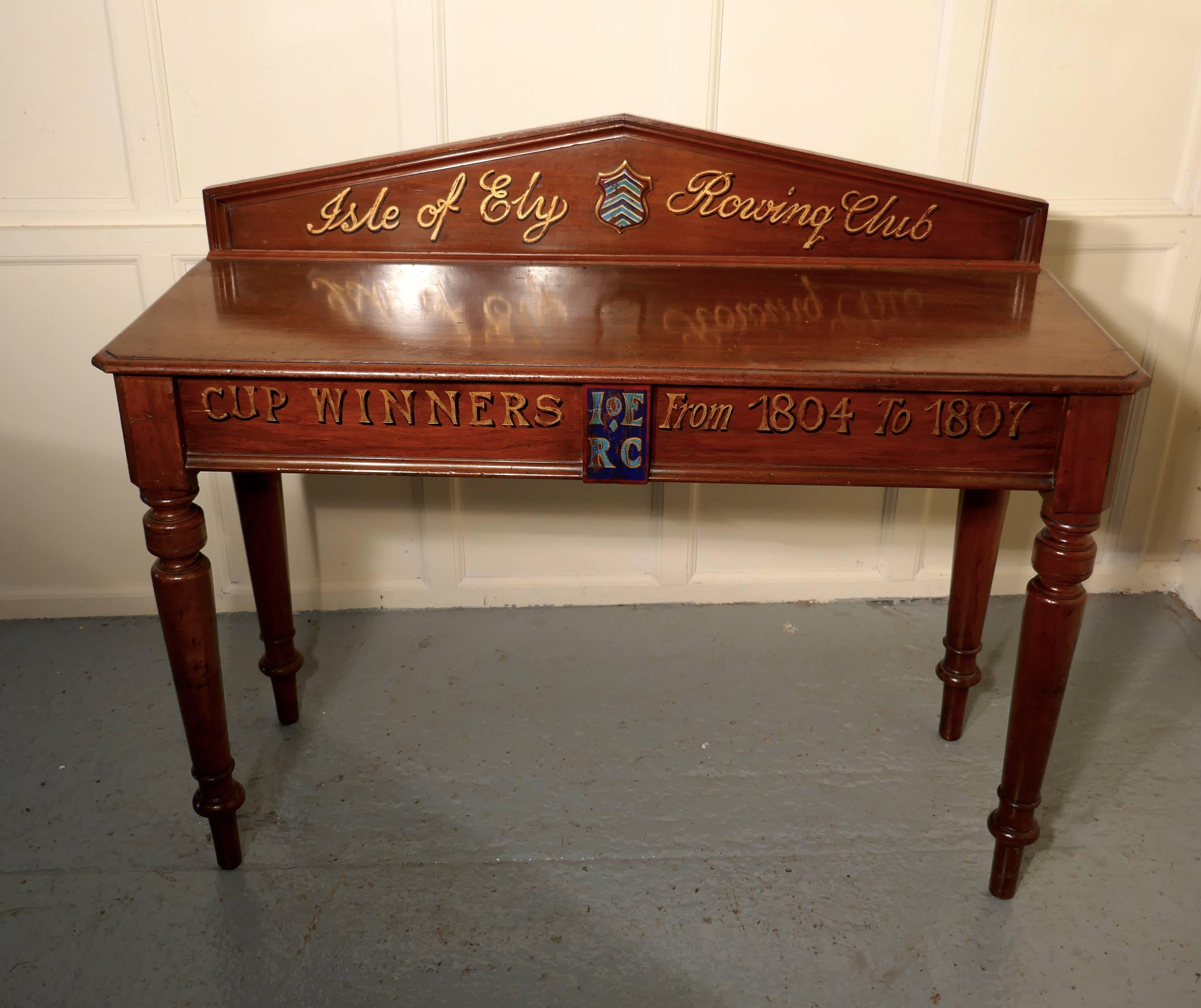 19th Century Victorian Mahogany Side Table from “Theisle of Ely” Rowing Club