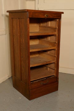 Tambour Fronted Oak Art Deco Filing Cabinet