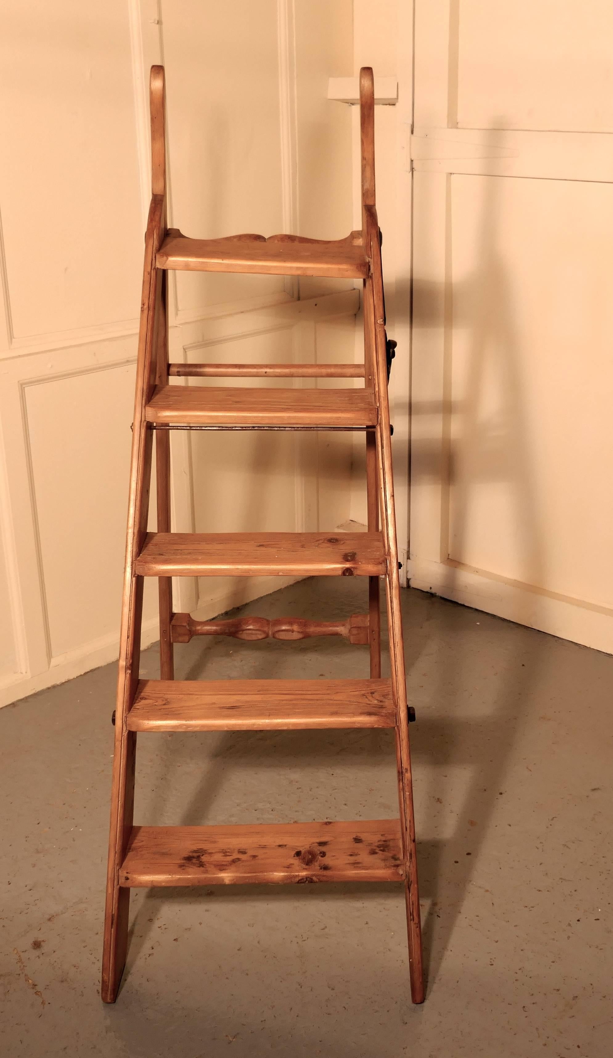 Great Britain (UK) Tall Victorian Multi Use Shop Step Ladder