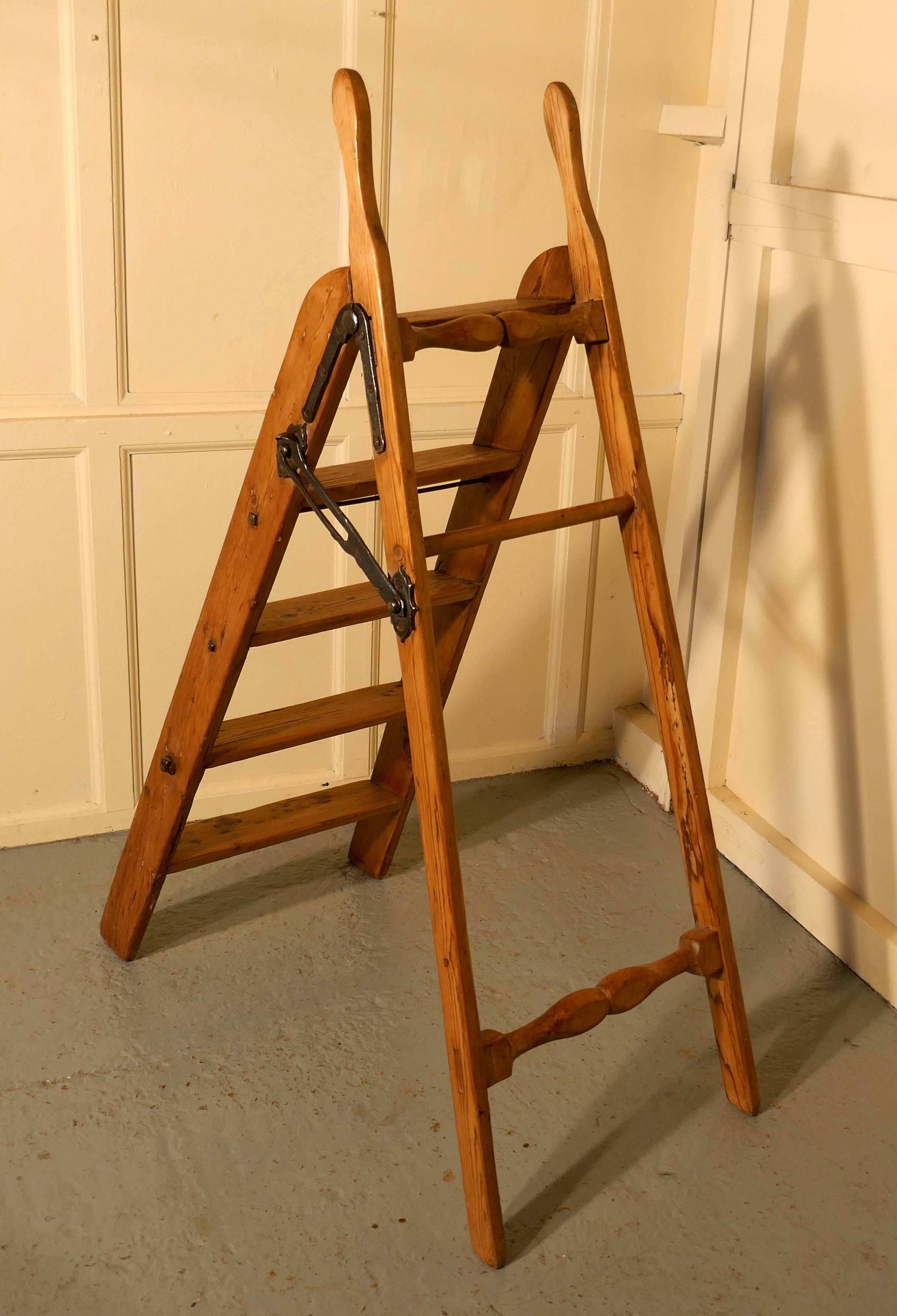 20th Century Tall Victorian Multi Use Shop Step Ladder