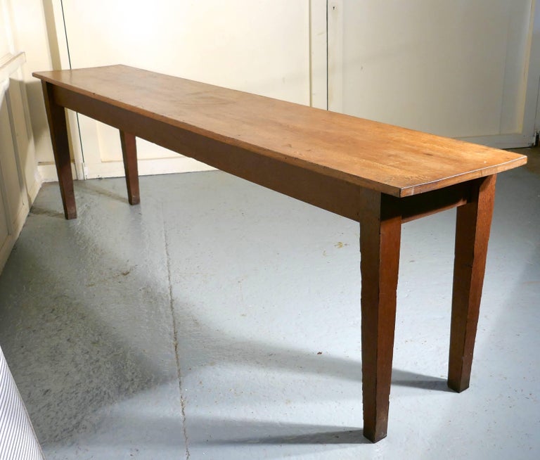 Long Narrow Golden Oak Farmhouse Kitchen Table For Sale at ...