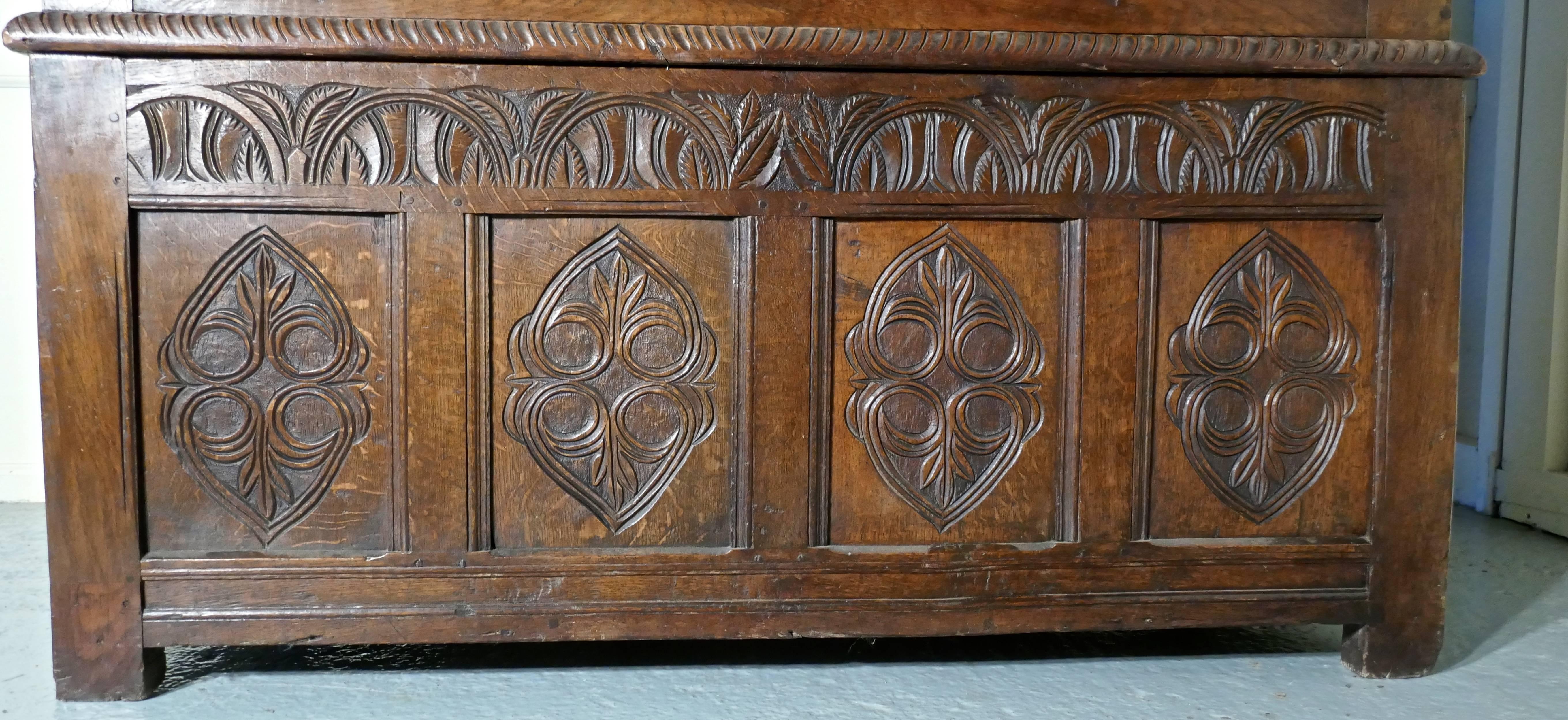 Gothic 17th Century Welsh Oak Slab Side Housekeepers Cupboard, Wardrobe