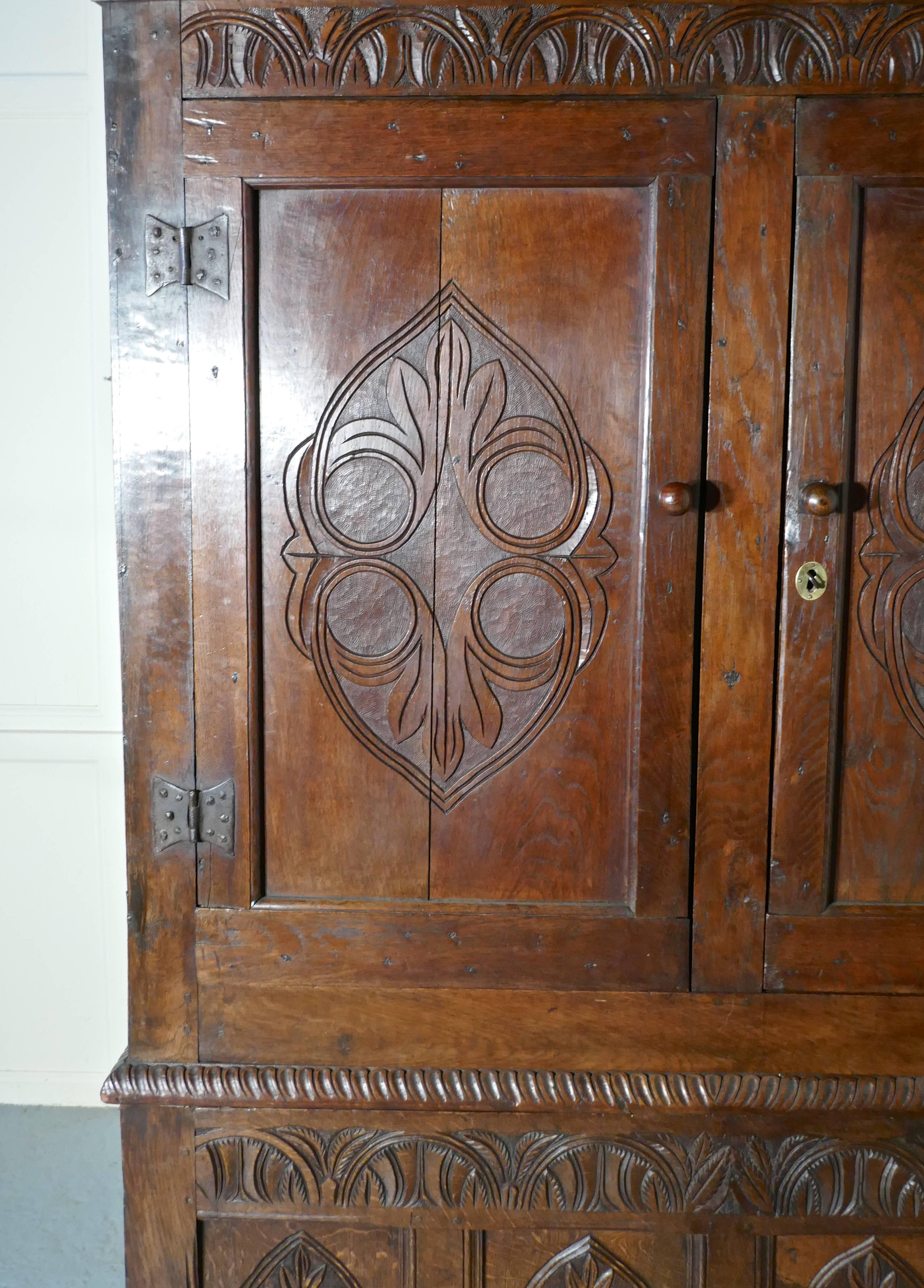 Great Britain (UK) 17th Century Welsh Oak Slab Side Housekeepers Cupboard, Wardrobe