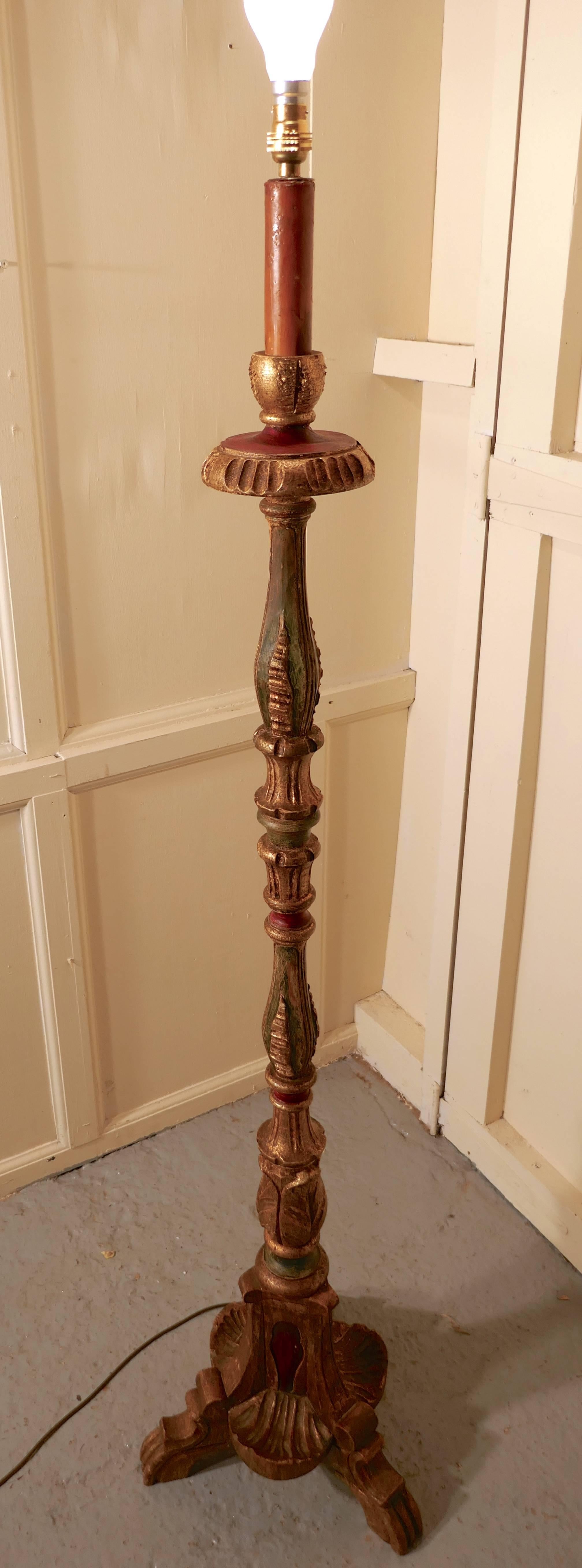 20th Century French Carved Gilt Floor Standing or Standard Lamp