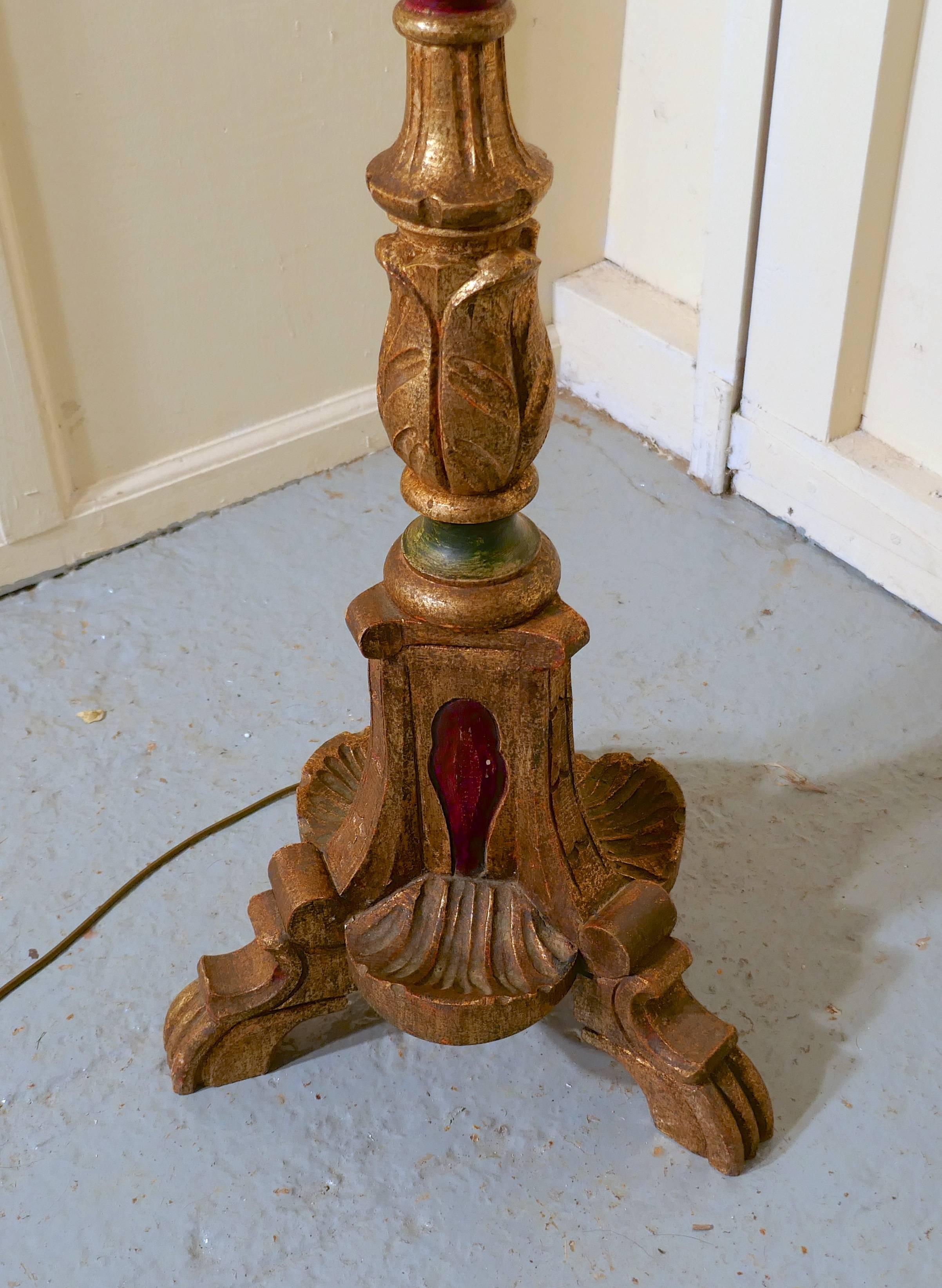 French Carved Gilt Floor Standing or Standard Lamp 2