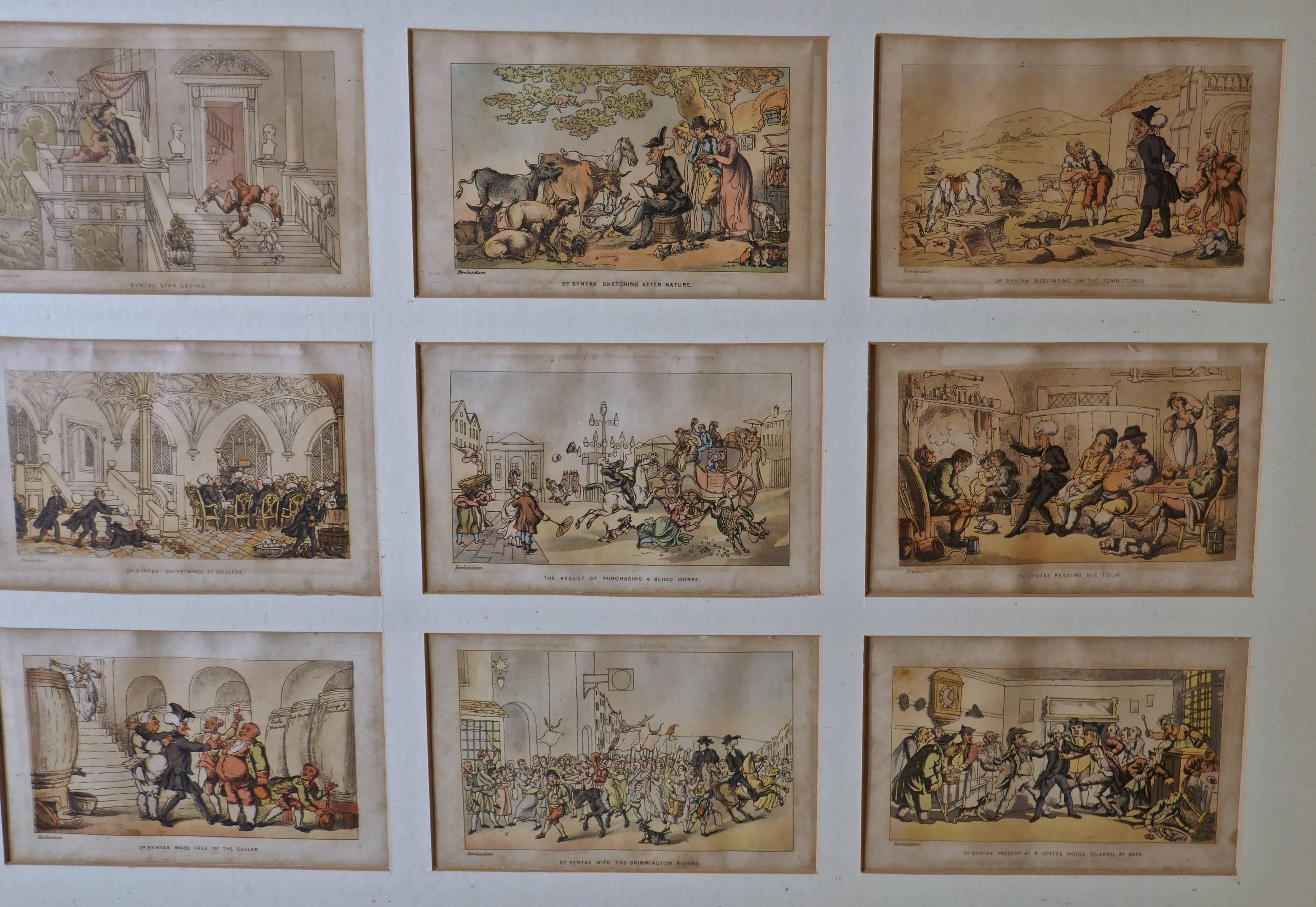 42 framed hand colored prints of William Coombe’s character Dr Syntax


42 hand colored and framed prints of William Coombe’s satyrical comic character Dr Syntax illustrated by Thomas Rowlandson
The Prints are mounted in relatively modern frames