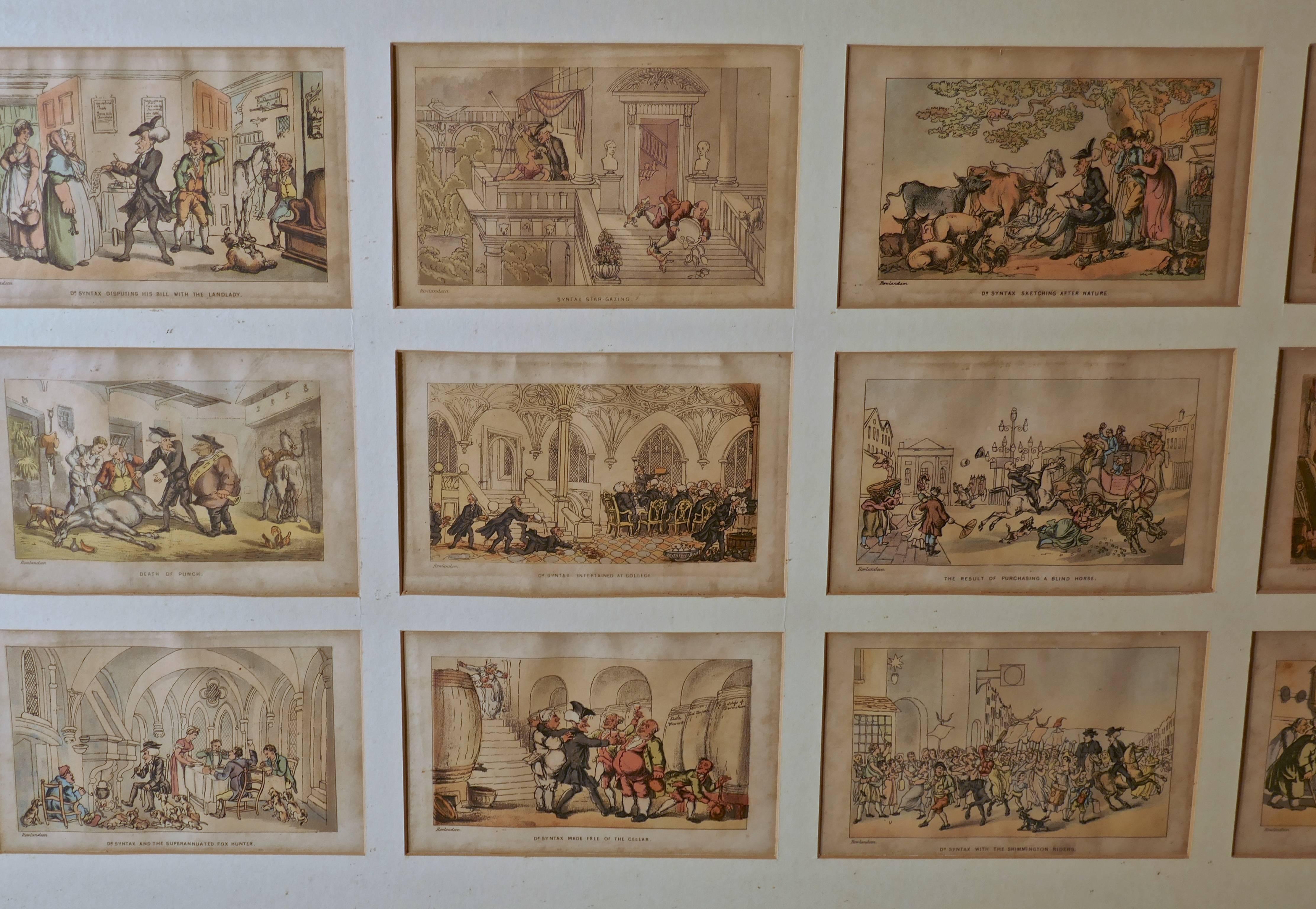 Country 42 Framed Hand Colored Prints of William Coombe’s Character Dr Syntax