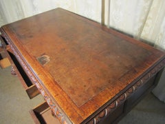 Gothic Oak Green Man Carved Oak Desk Centre Writing Table