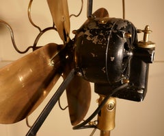 Brass Electric Telescopic Pedestal Fan by Mirelli, Industrial Antique