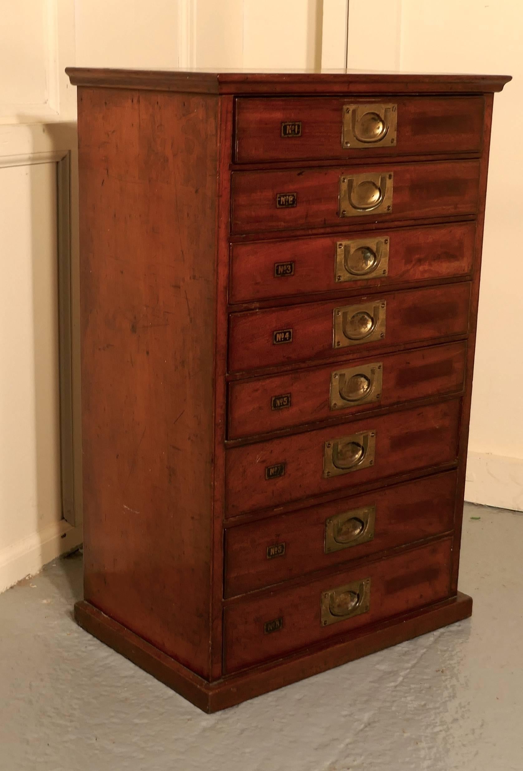 Victorian 19th Century Mahogany Eight-Drawer Filing Cabinet