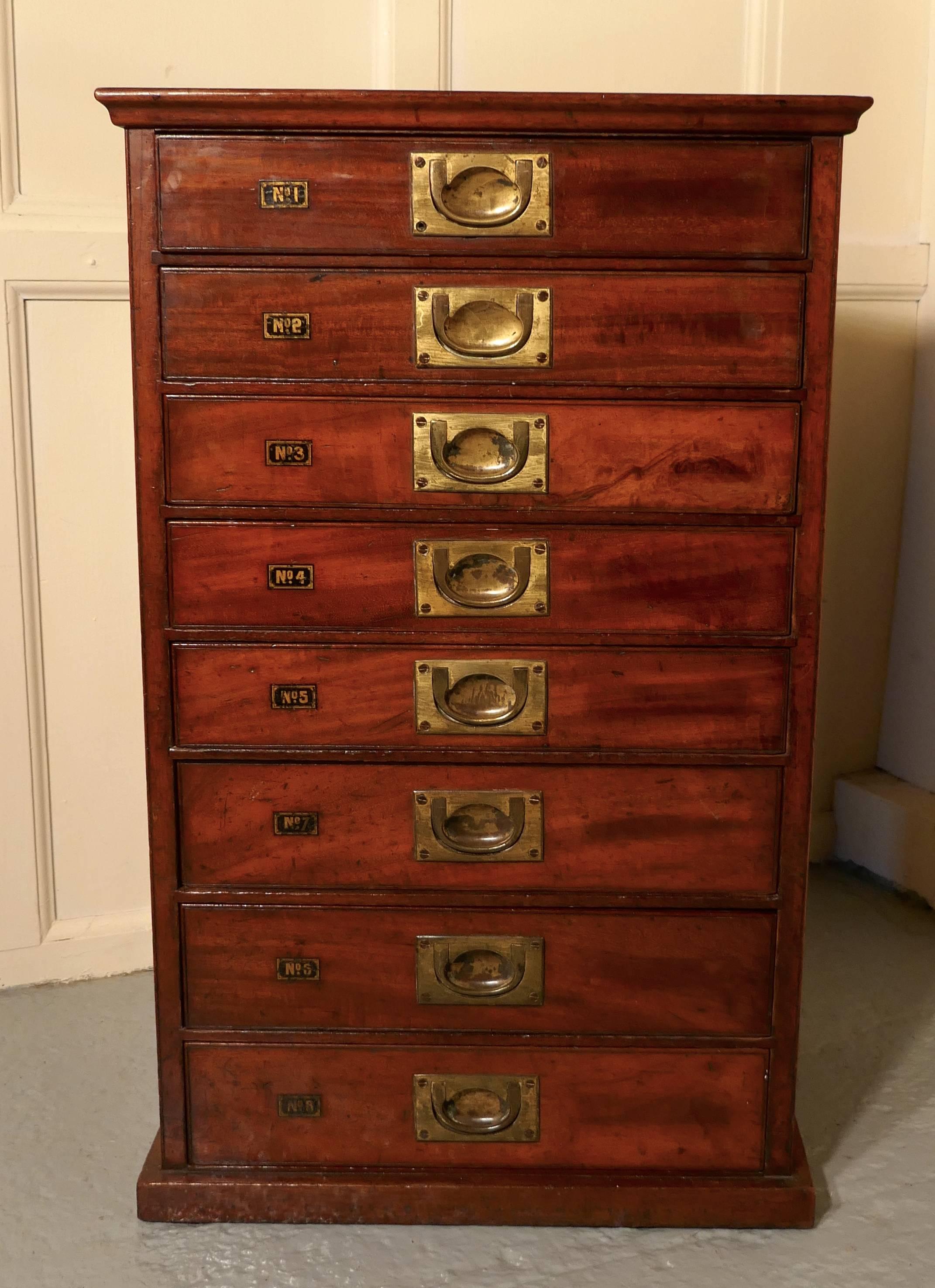 Great Britain (UK) 19th Century Mahogany Eight-Drawer Filing Cabinet