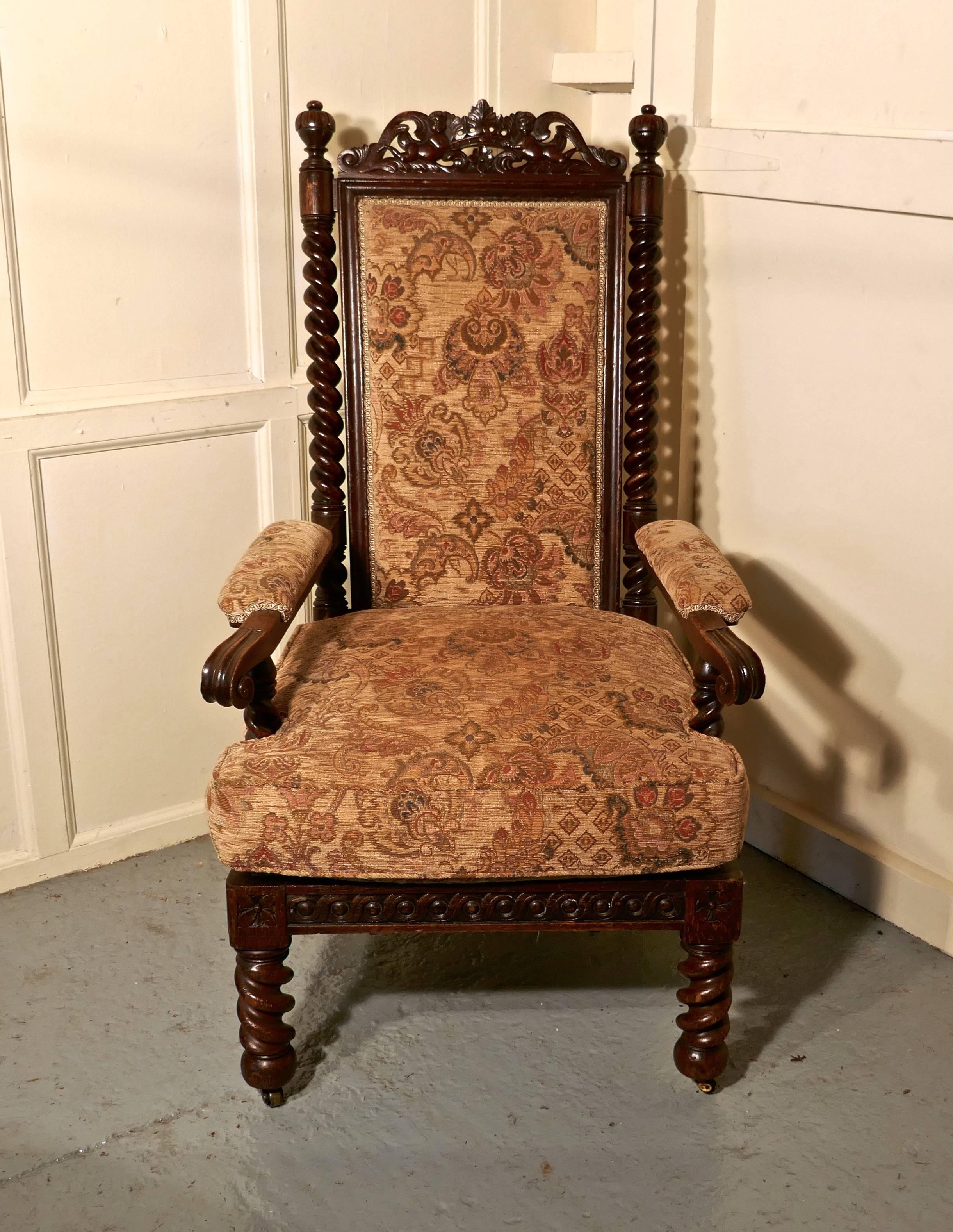 Stunning Victorian Gothic Carved Oak Throne Chair at 1stdibs
