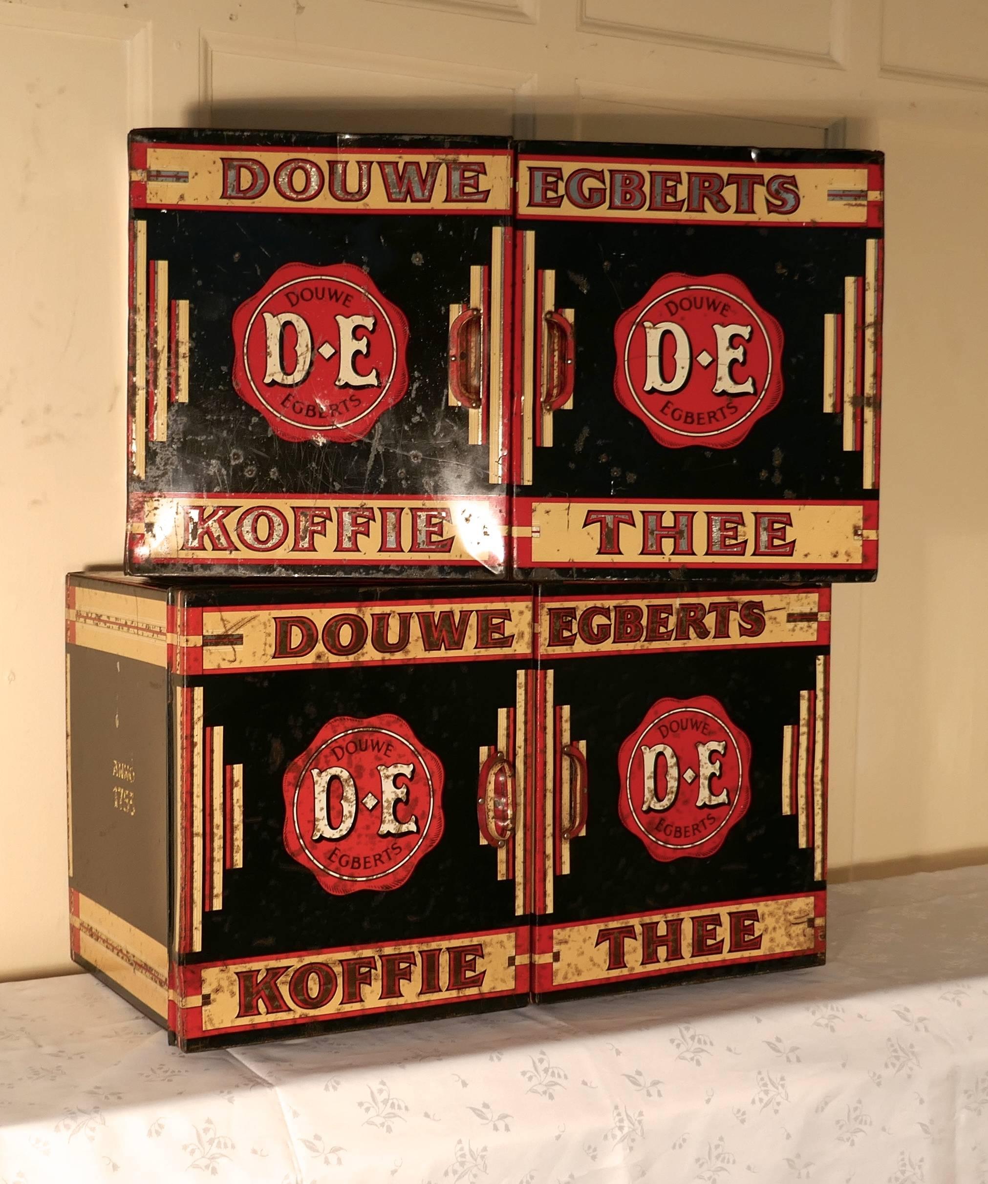 Dutch Large Art Deco Grocers Tolewear Double Coffee and Tea Canister For Sale