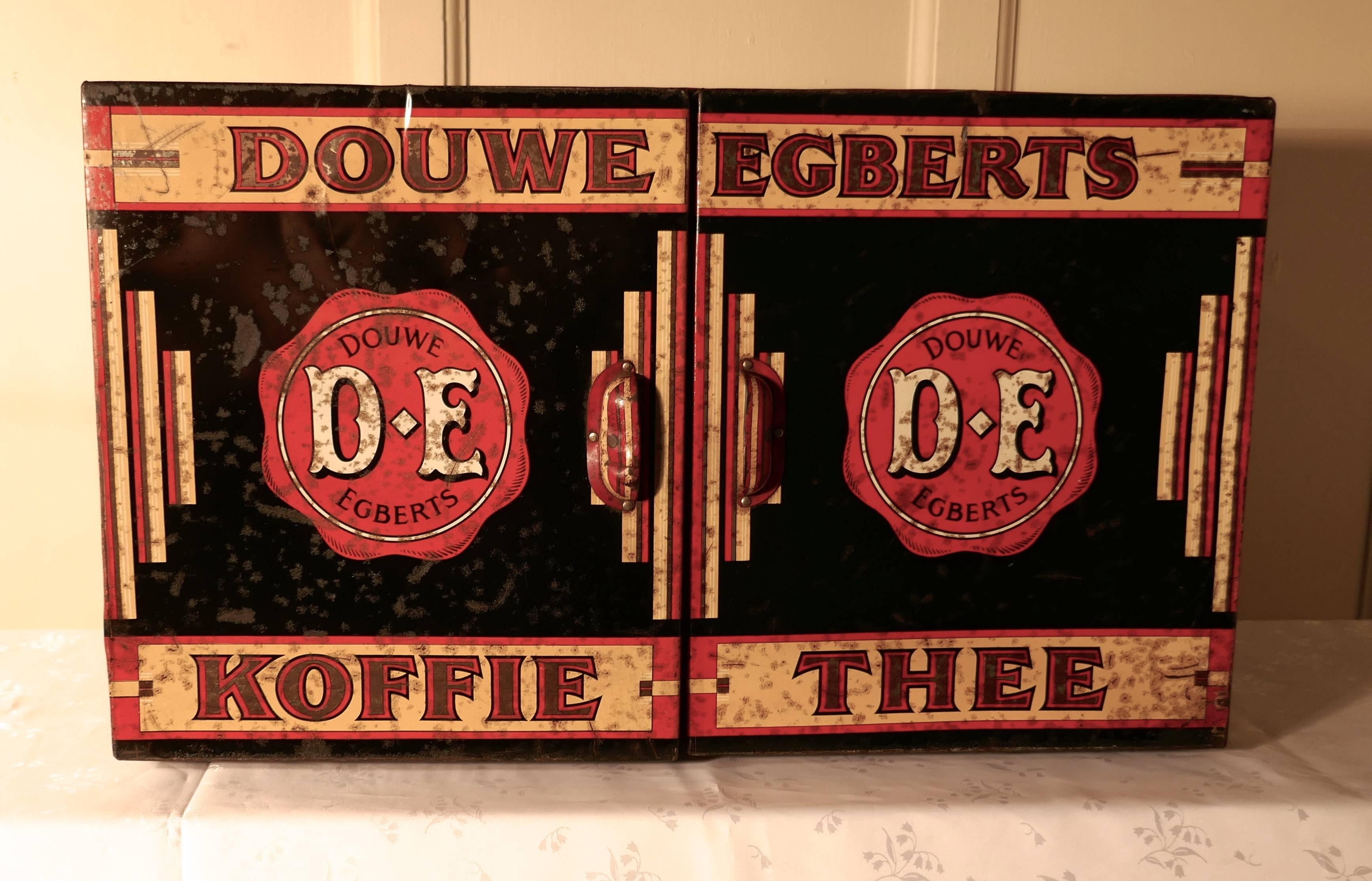 Large Art Deco Grocers Tolewear Double Coffee and Tea Canister In Fair Condition For Sale In Chillerton, Isle of Wight