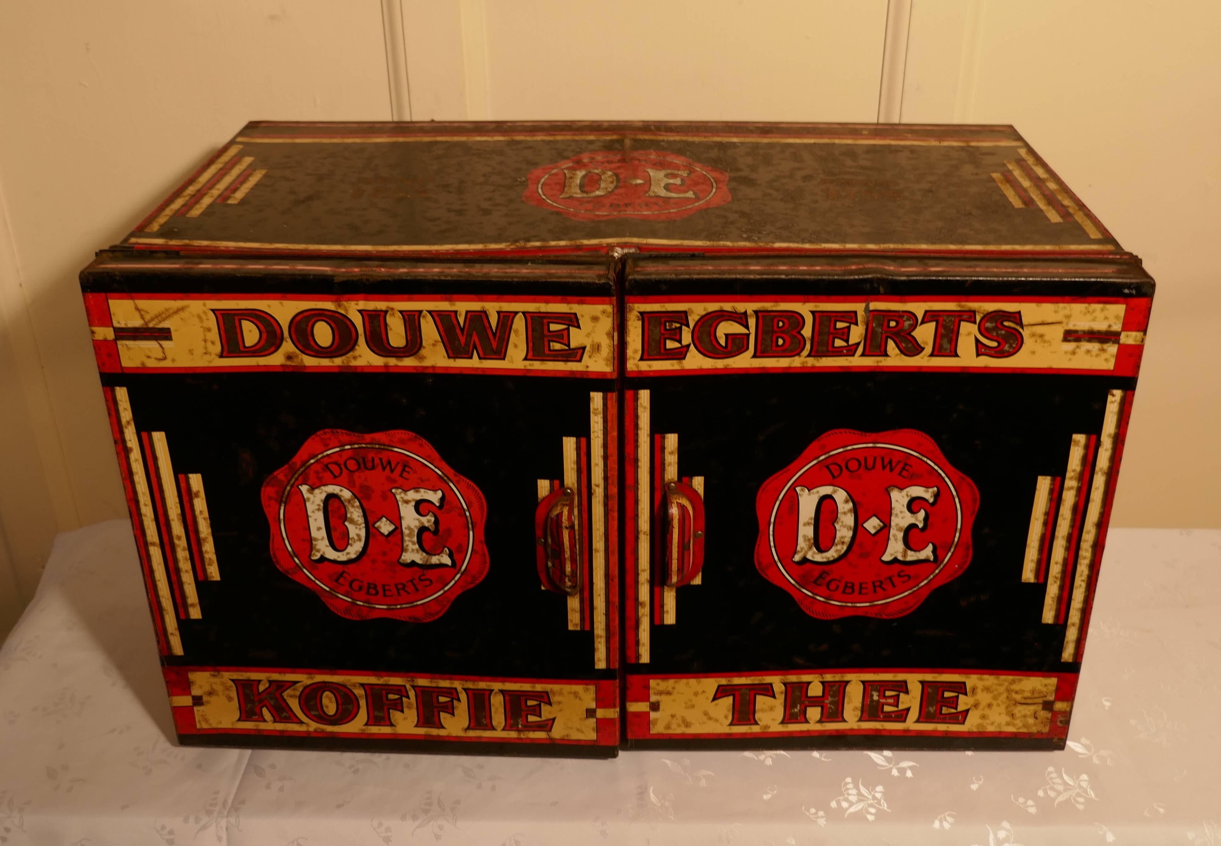 Early 20th Century Large Art Deco Grocers Tolewear Double Coffee and Tea Canister For Sale