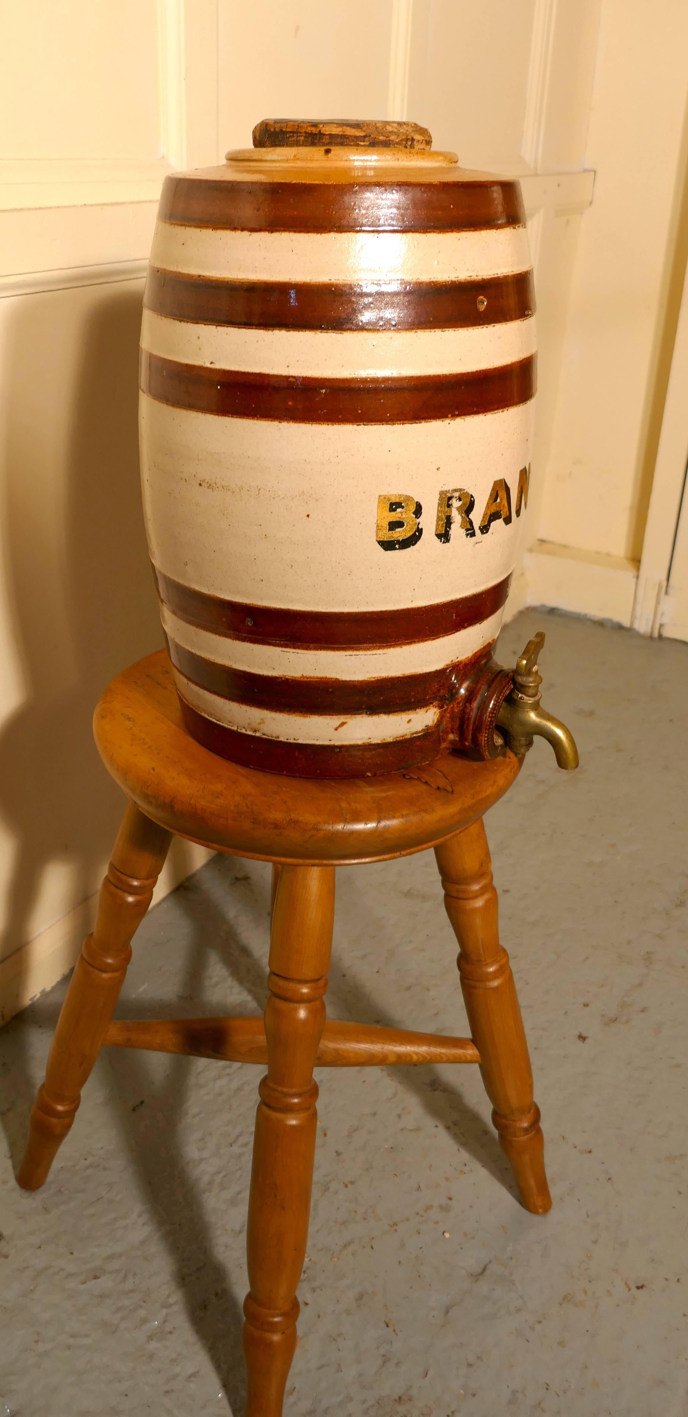 Country 19th Century, Stoneware Brandy Barrel