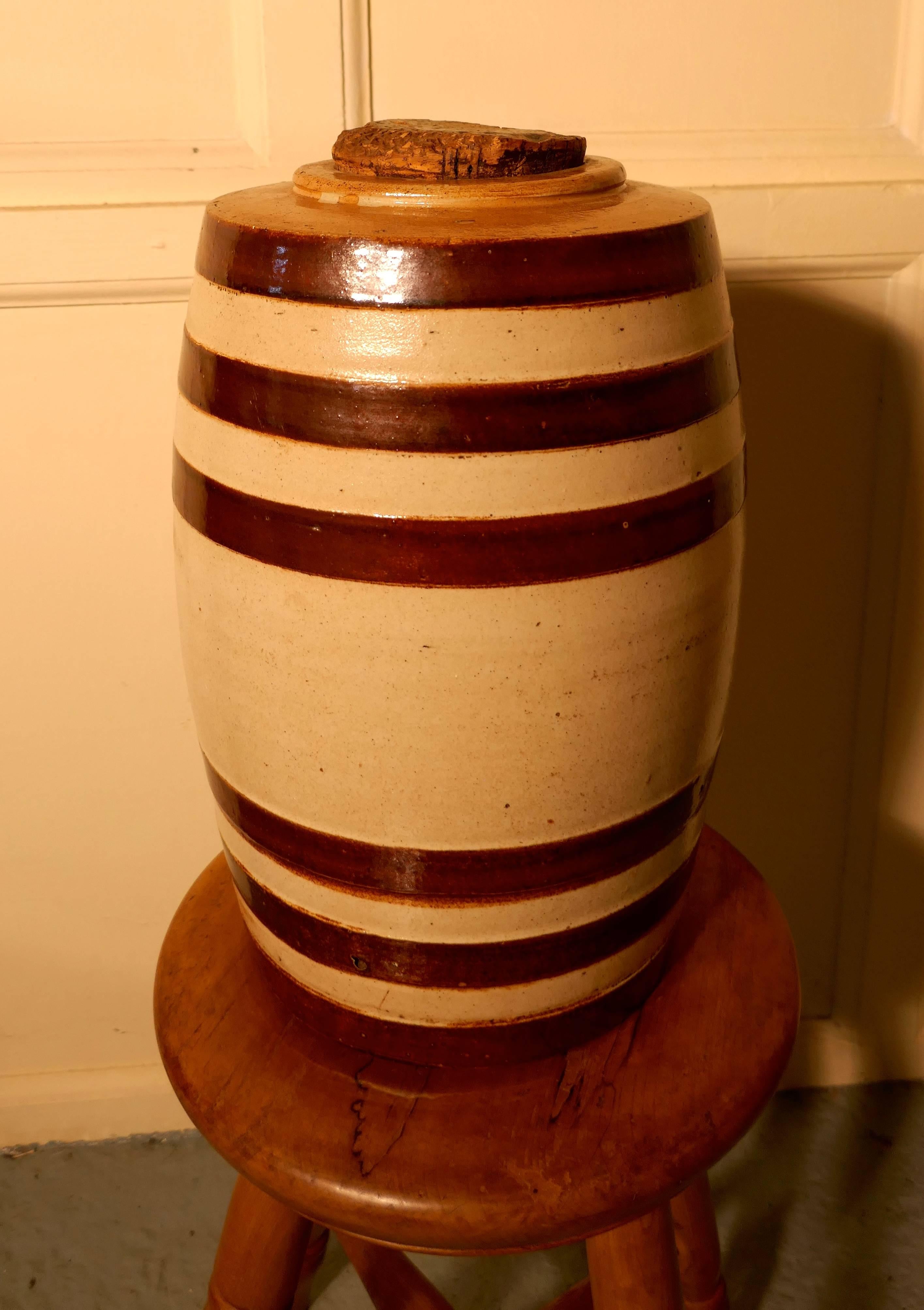 English 19th Century, Stoneware Brandy Barrel