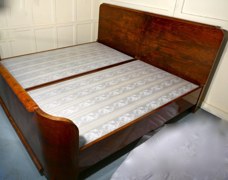 Burr Walnut Art Deco French KingSize Double Bed or Twin Beds at