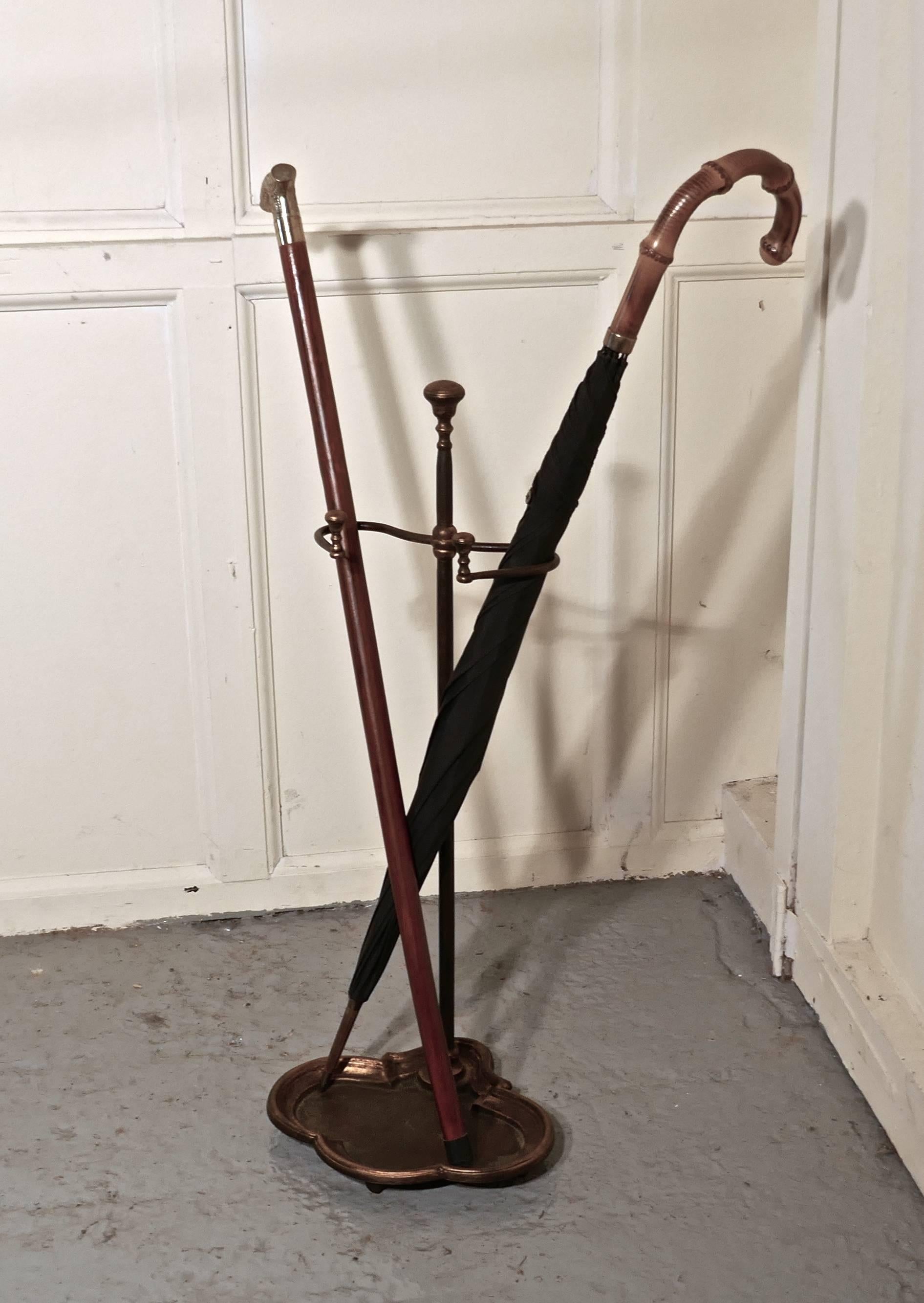 English Art Nouveau Cast Iron and Gilt Walking Stick Stand or Umbrella Stand