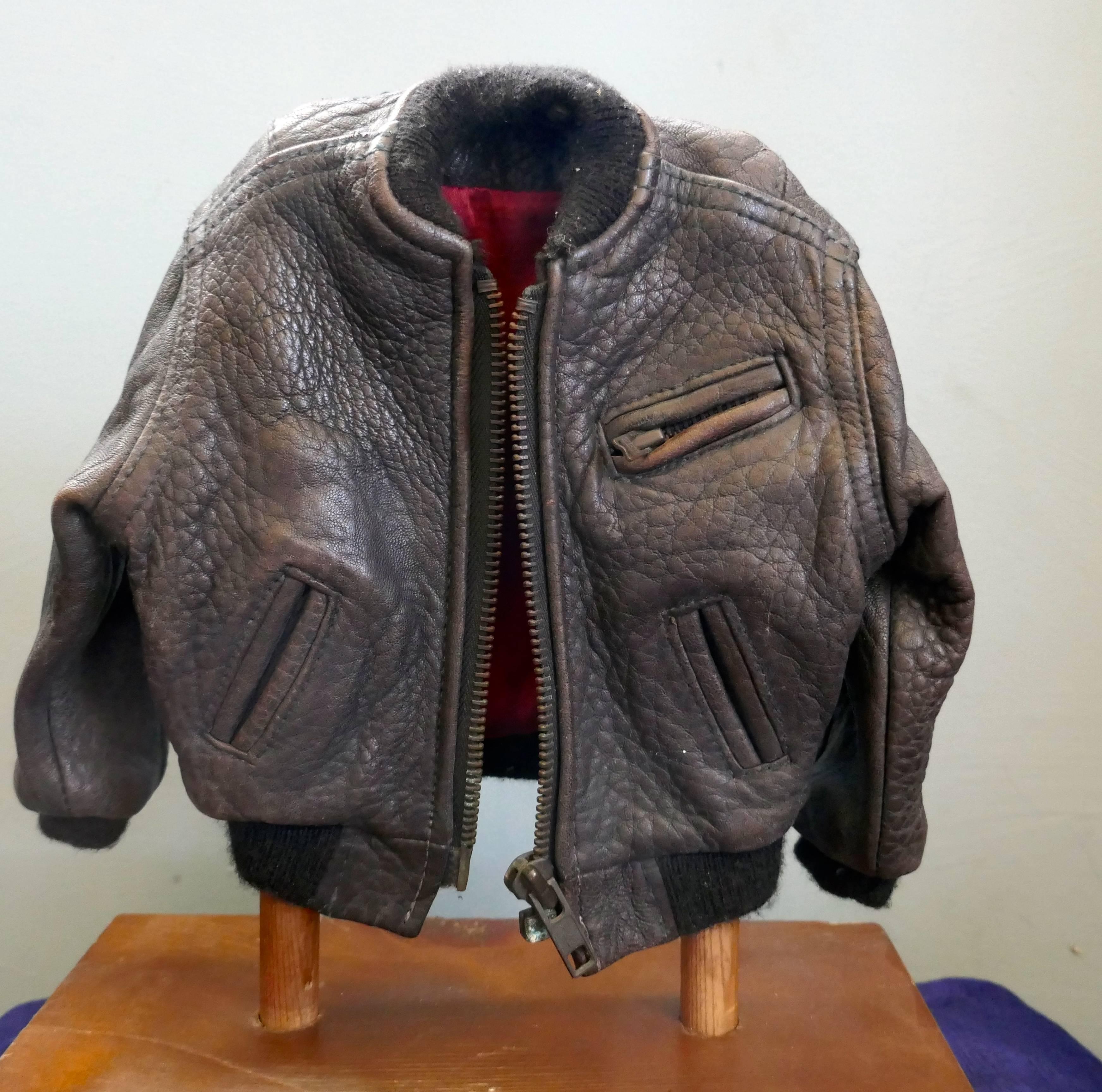 American salesman’s sample cordon leather bomber jacket

This is a charming piece dating from the 1950s, it is an exact replica of a full size leather bomber jacket as worn by service men and bikers alike
The jacket comes with its original