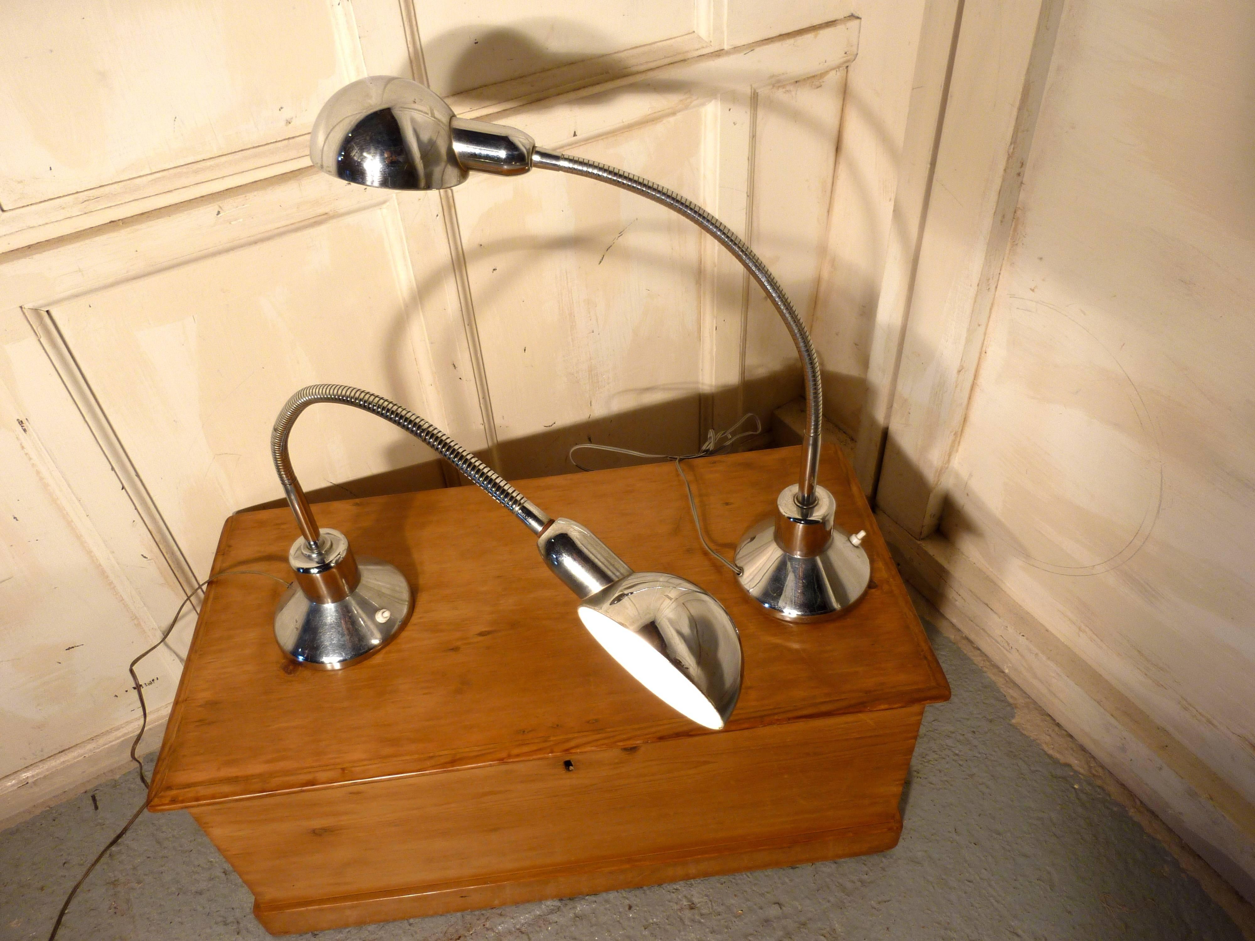 Vintage retro French chrome angle desk lamp

Superb large desk lamp, it is fully adjustable in good condition and working, it does have a French plugs but this is easily altered to English (we must always recommend that electrical pieces like this