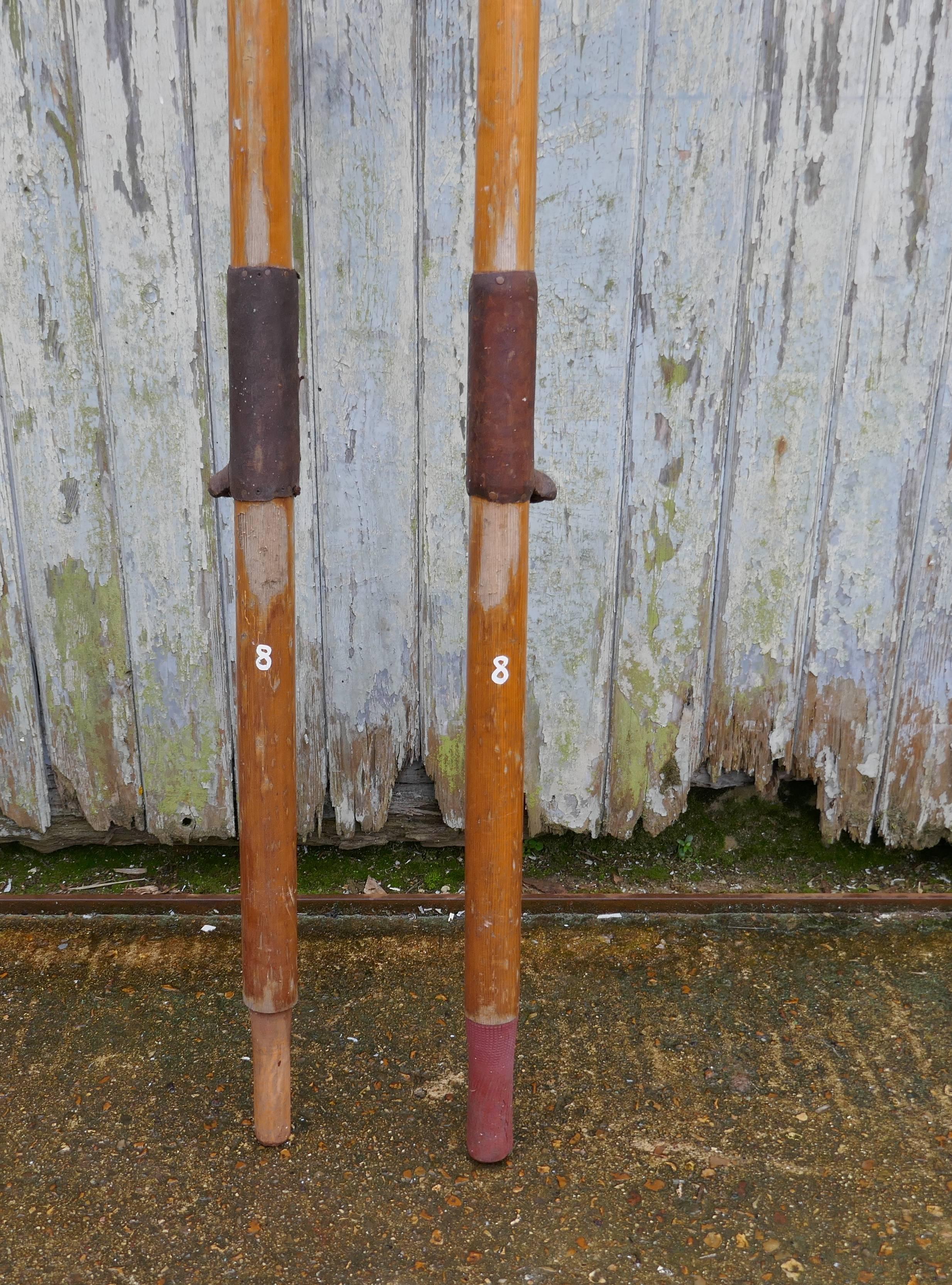 English Pair of Decorative Very Long Sculling Oars