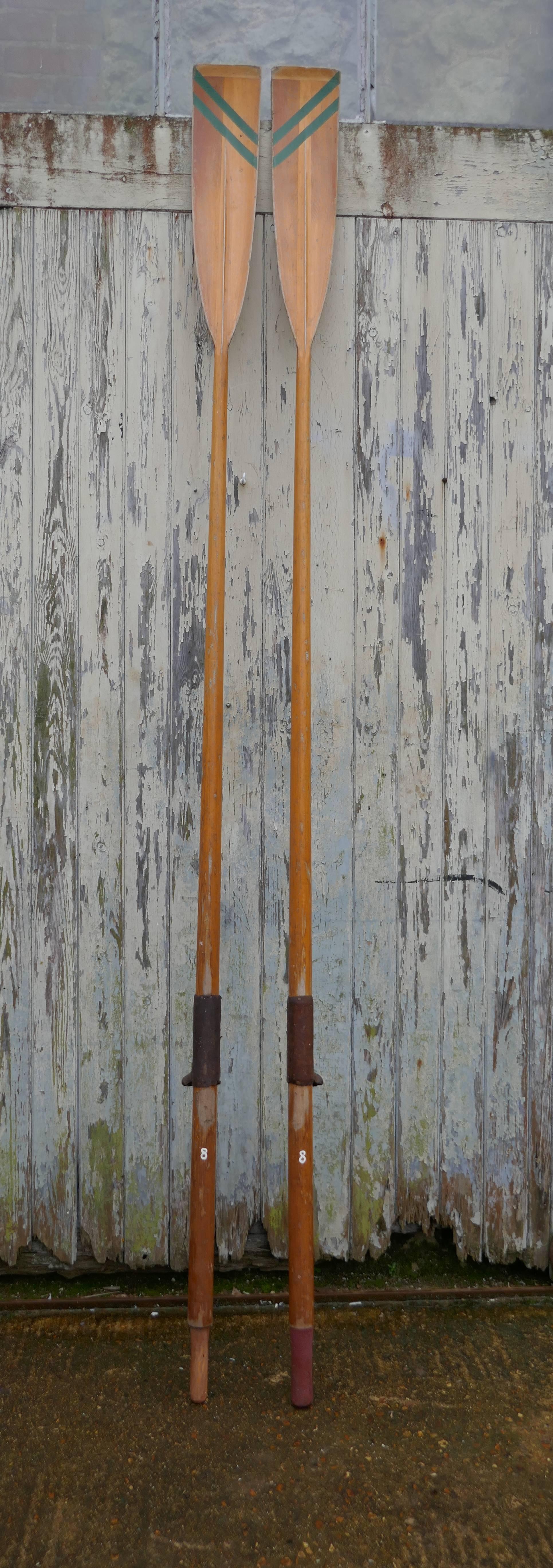 20th Century Pair of Decorative Very Long Sculling Oars