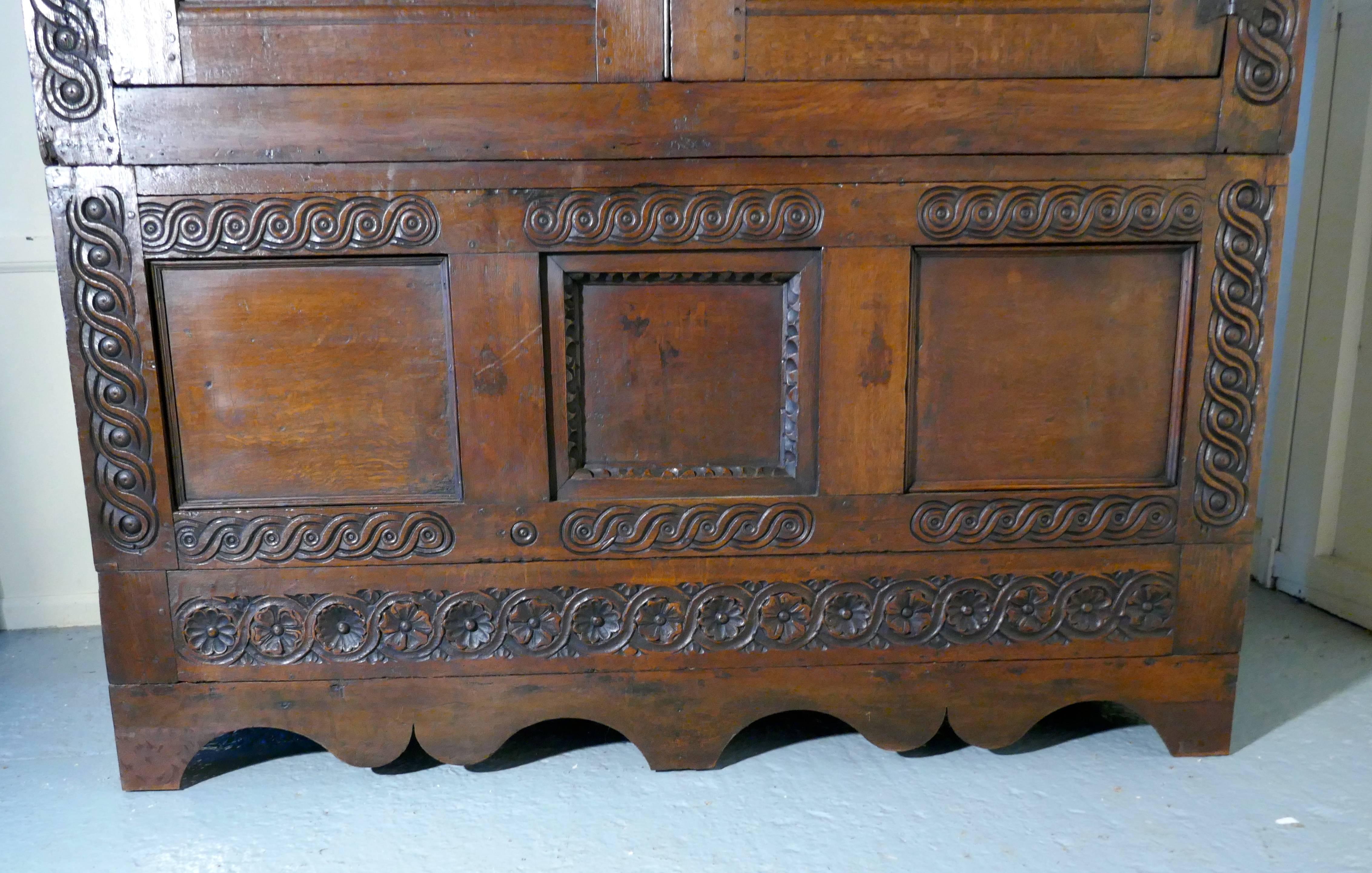 Gothic 17th Century Welsh Oak Housekeepers Hanging Cupboard