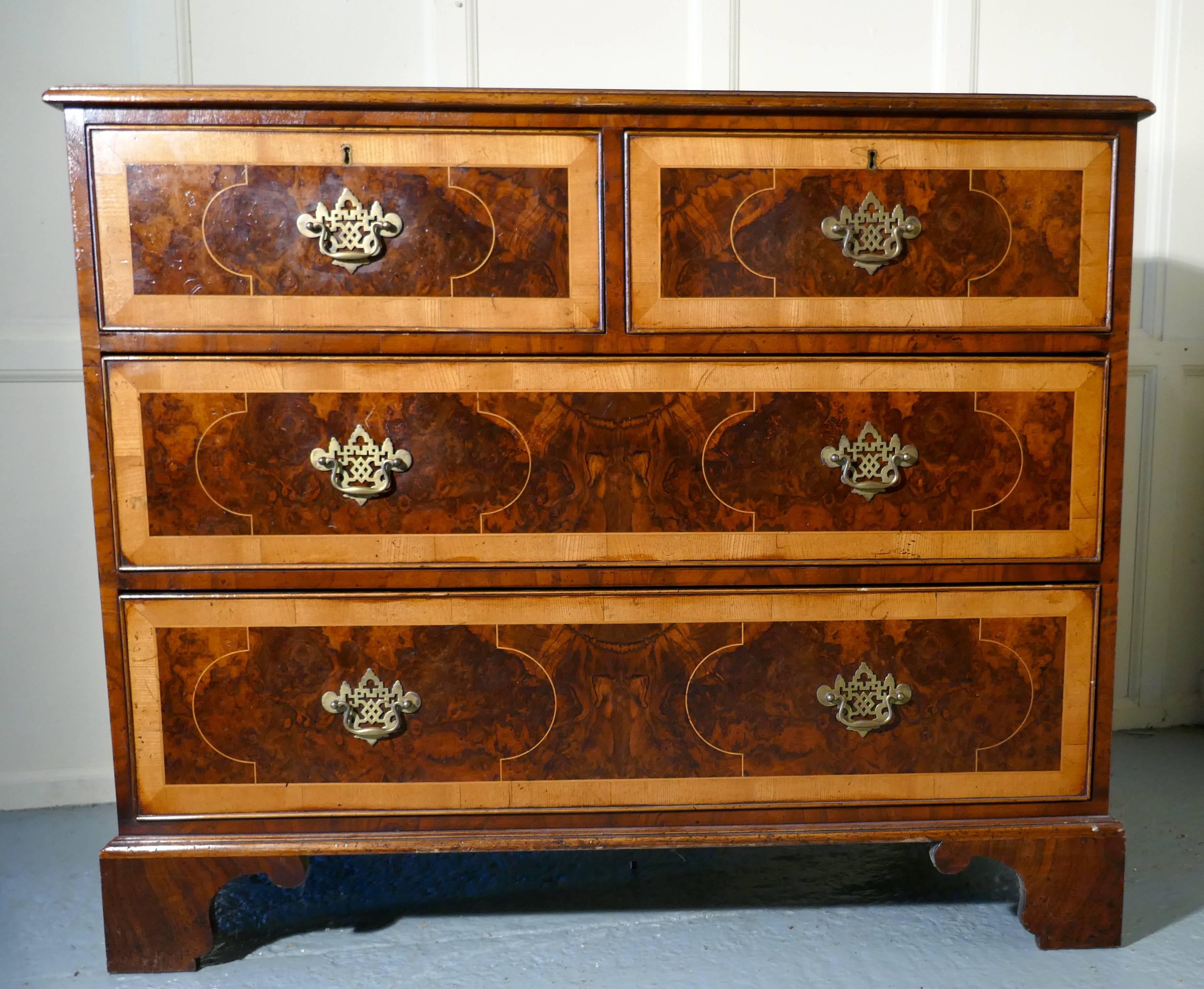 Early 19th Century Large Inlaid Walnut and Satinwood Chest of Drawers 4