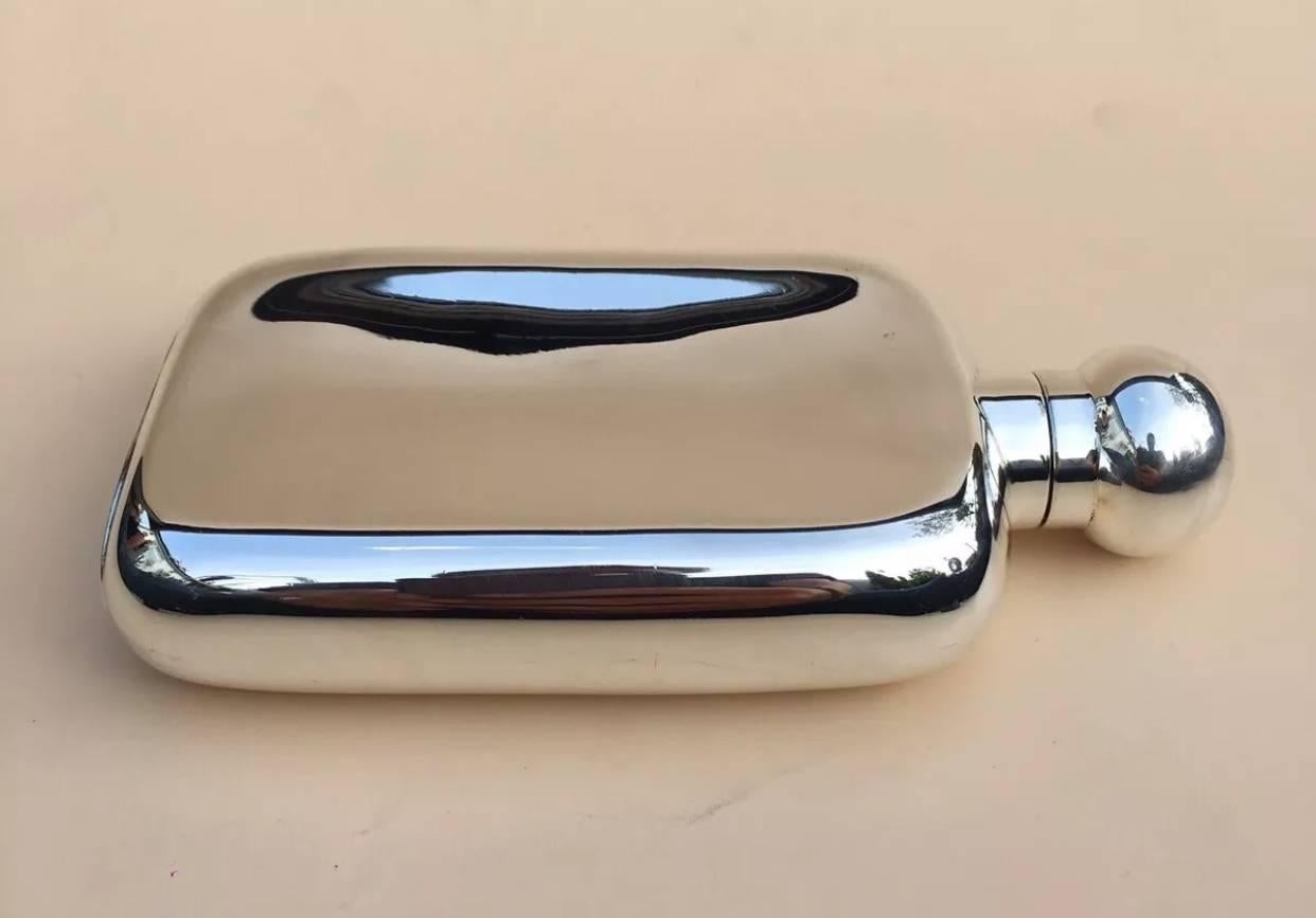 Edwardian Fine Quality Vintage Silver Hip Flask by Arthur & John Zimmerman, 1900