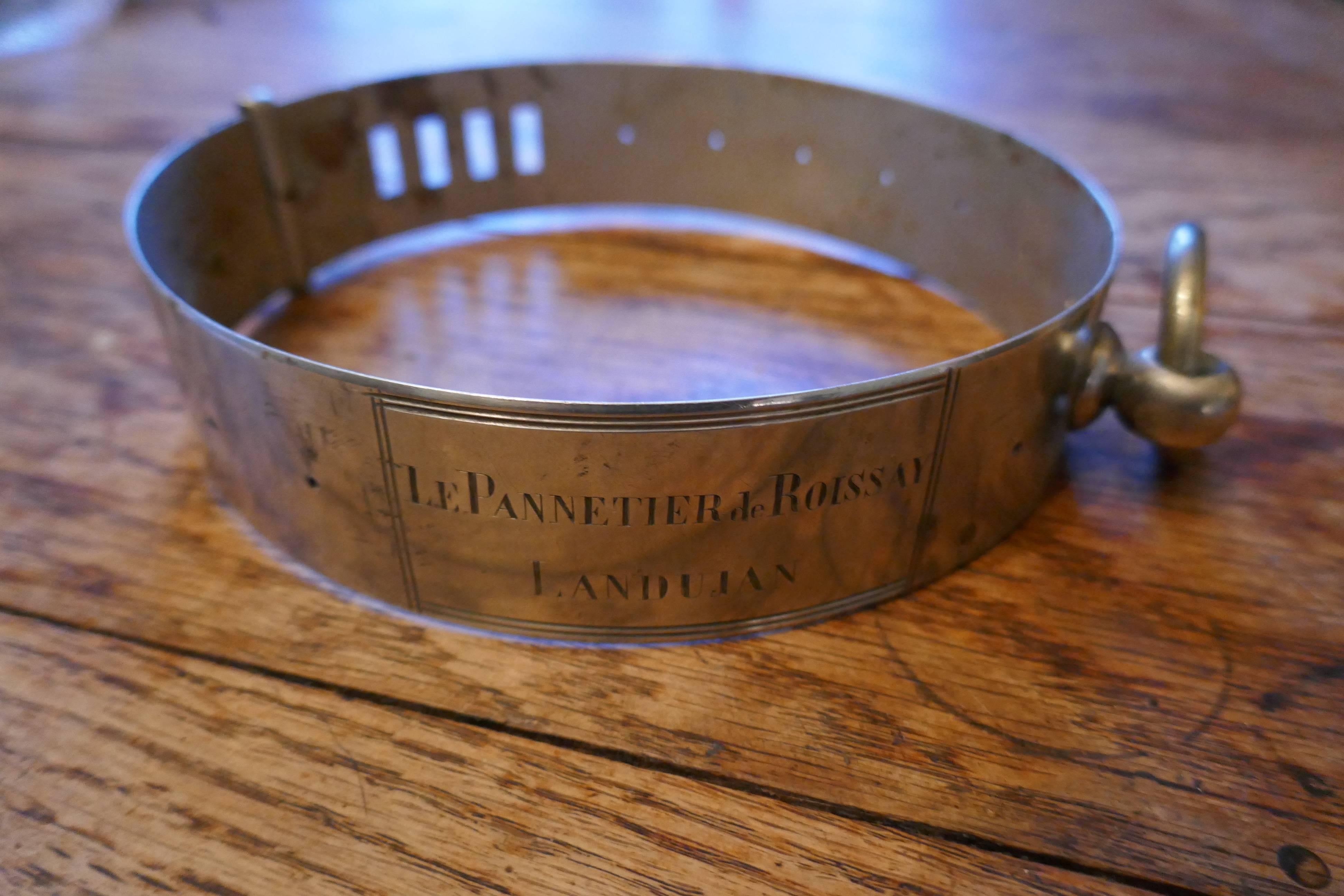 19th Century French Nickel Silver Hunting Dog Collar, Engraved Provenance In Good Condition In Chillerton, Isle of Wight