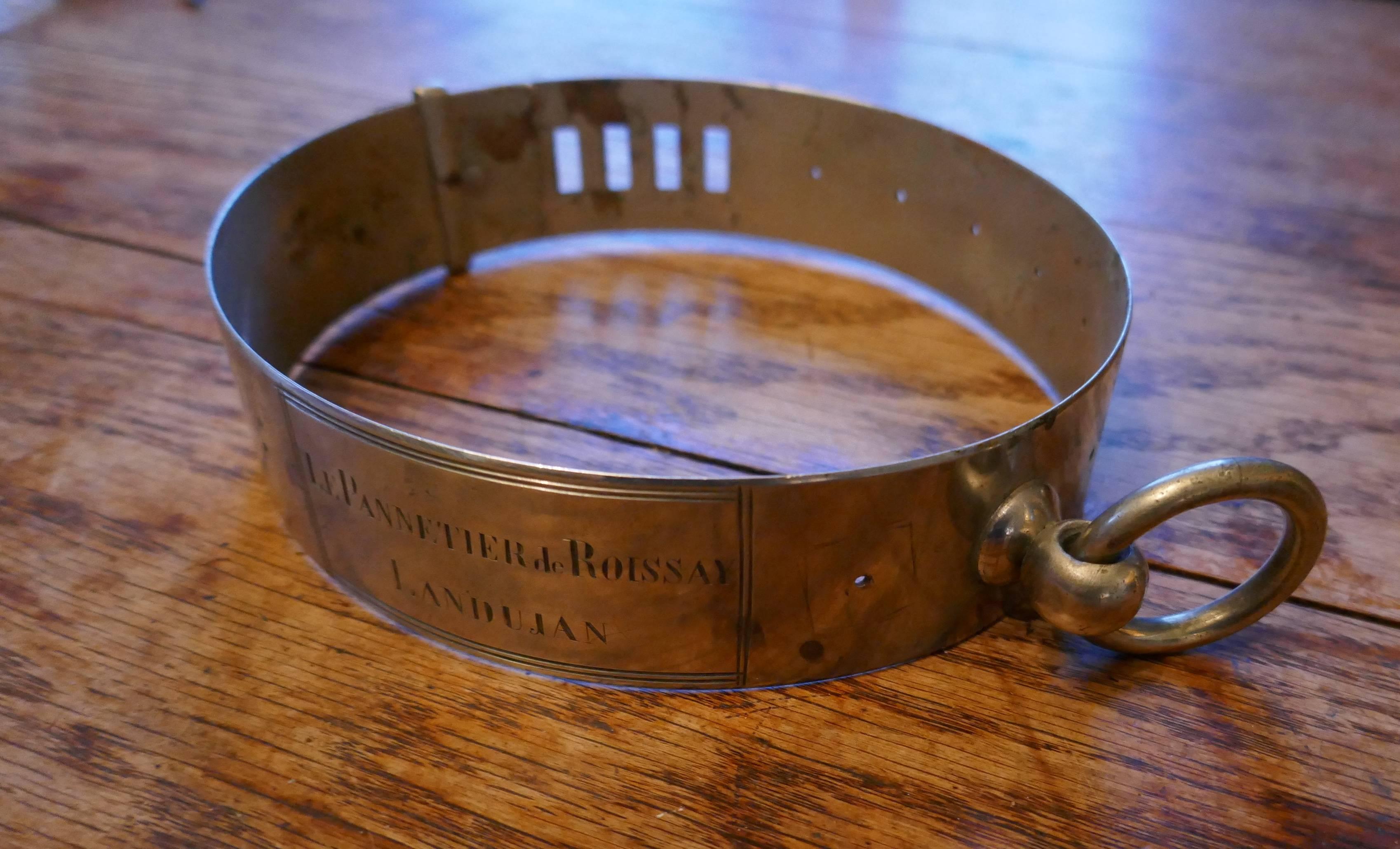 19th Century French Nickel Silver Hunting Dog Collar, Engraved Provenance 5