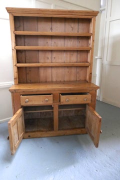 One Piece Victorian Rustic Farmhouse Kitchen Pine Dresser