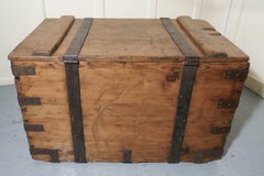 Victorian Pine and Iron Bound Sea Chest, Iron Bound Silver chest