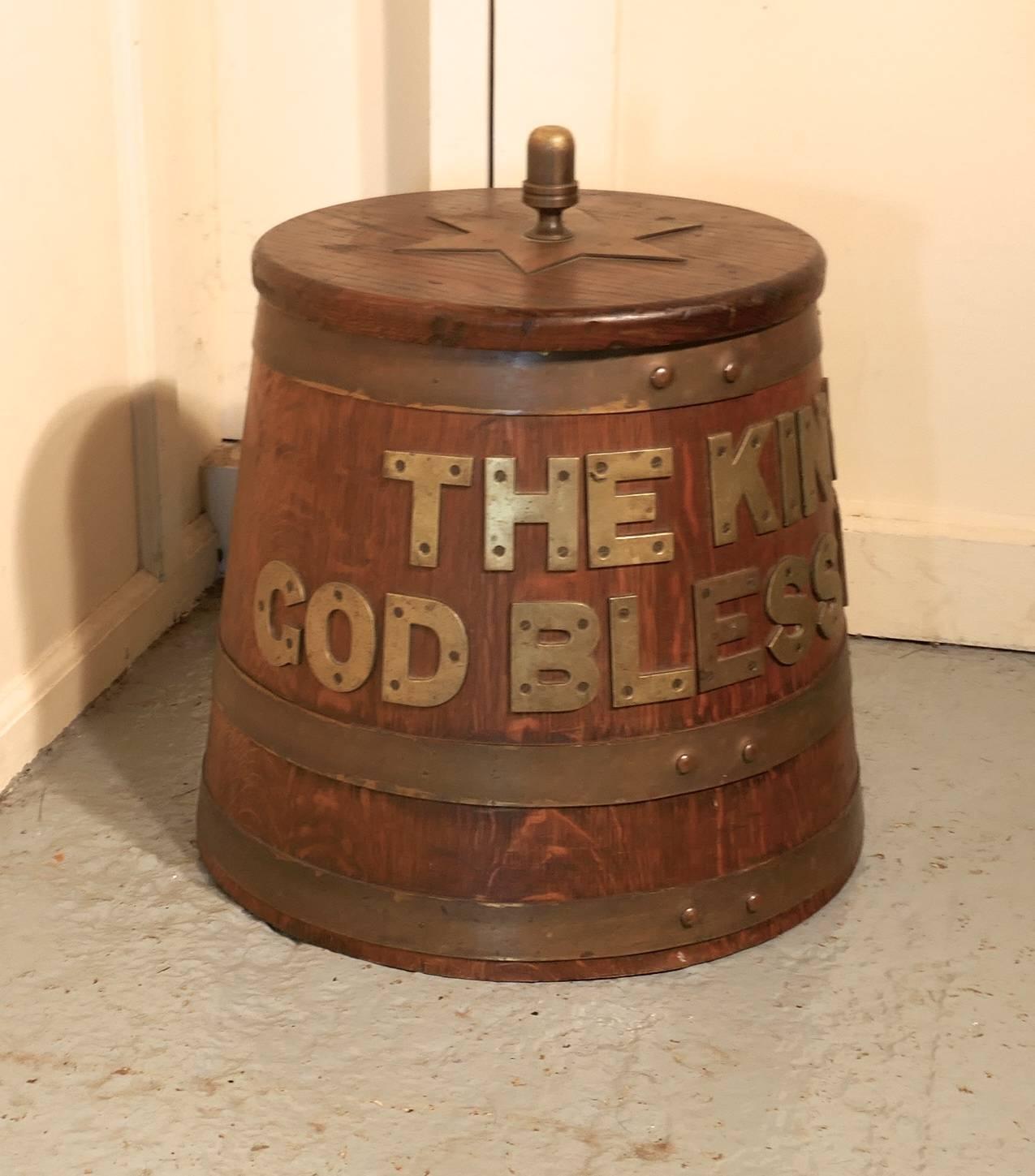 Steampunk Royal Navy Edwardian “Grog Tub”, Oak and Brass Sailor’s Rum Barrel