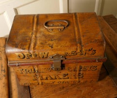 Salesman’s Sample Victorian Painted Tin Hat Box, Drew and Sons Trunk Makers