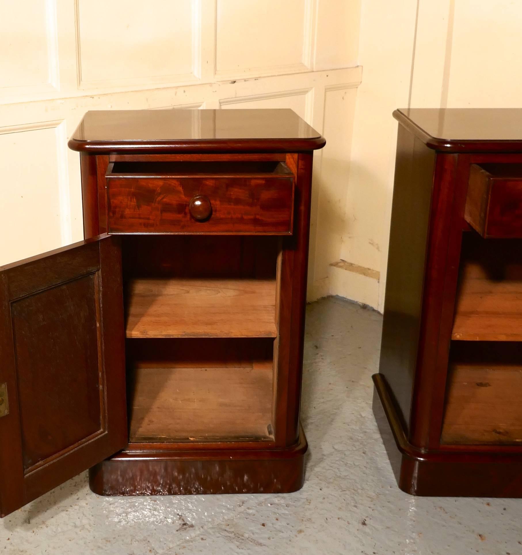 High Victorian Pair of Victorian Mahogany Bedside Cupboards