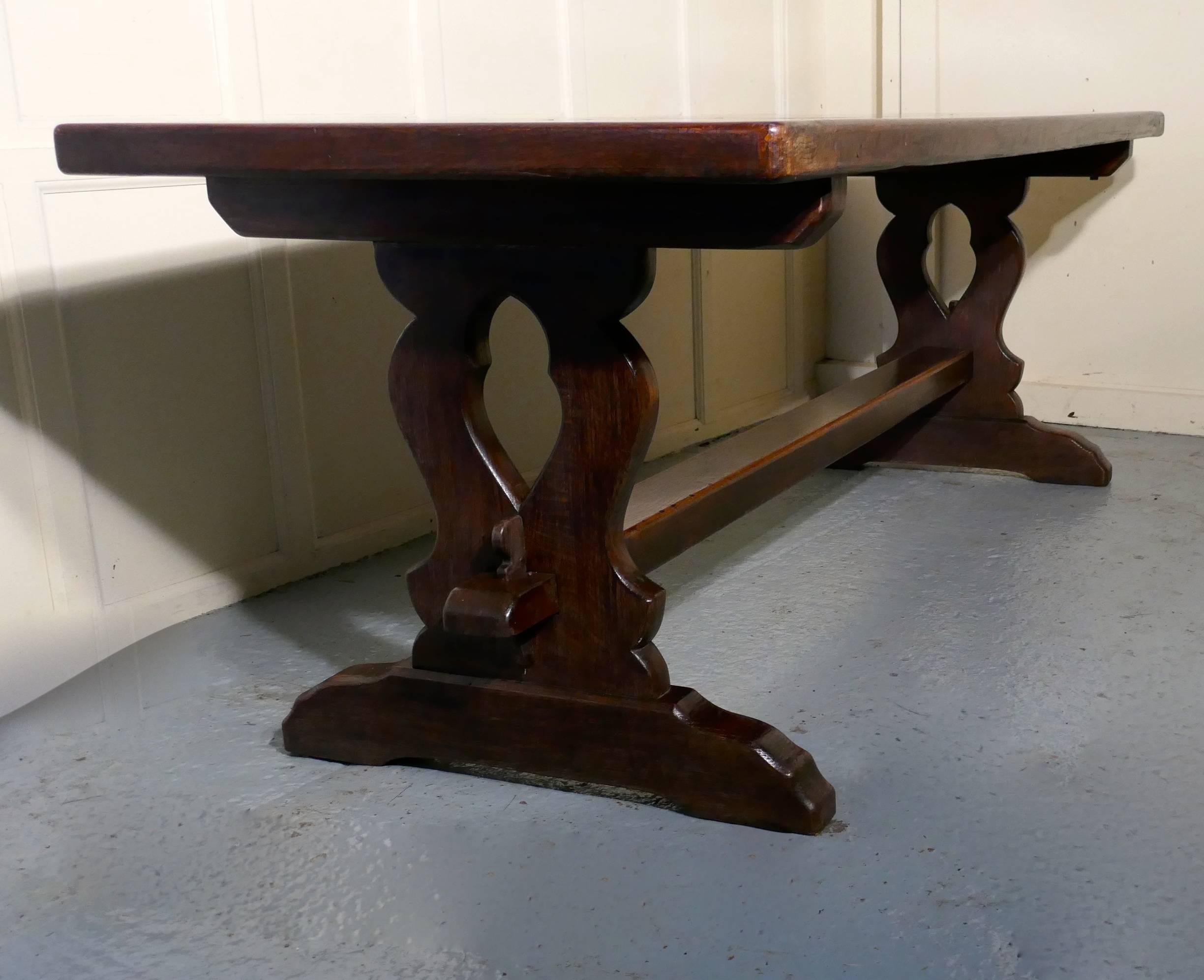 19th Century Large French Oak Refectory Table, Table Monastère